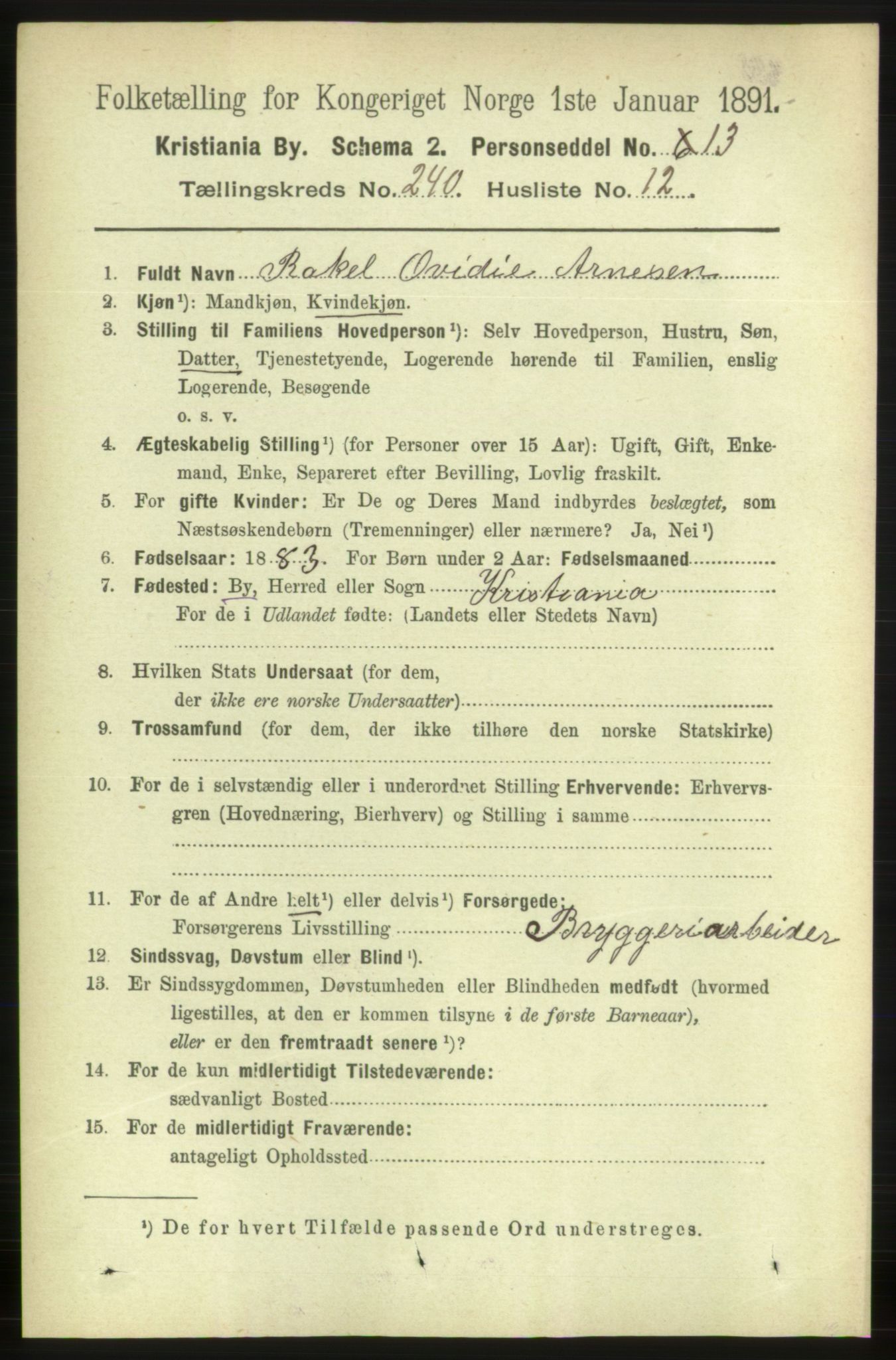 RA, 1891 census for 0301 Kristiania, 1891, p. 146124