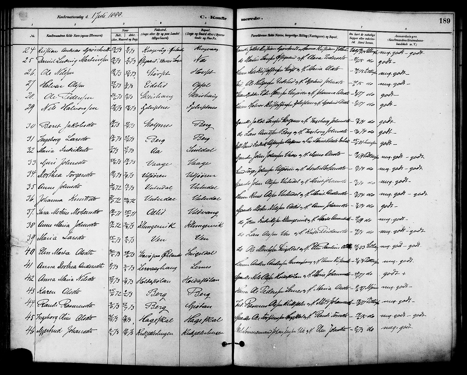 Ministerialprotokoller, klokkerbøker og fødselsregistre - Sør-Trøndelag, SAT/A-1456/630/L0496: Parish register (official) no. 630A09, 1879-1895, p. 189