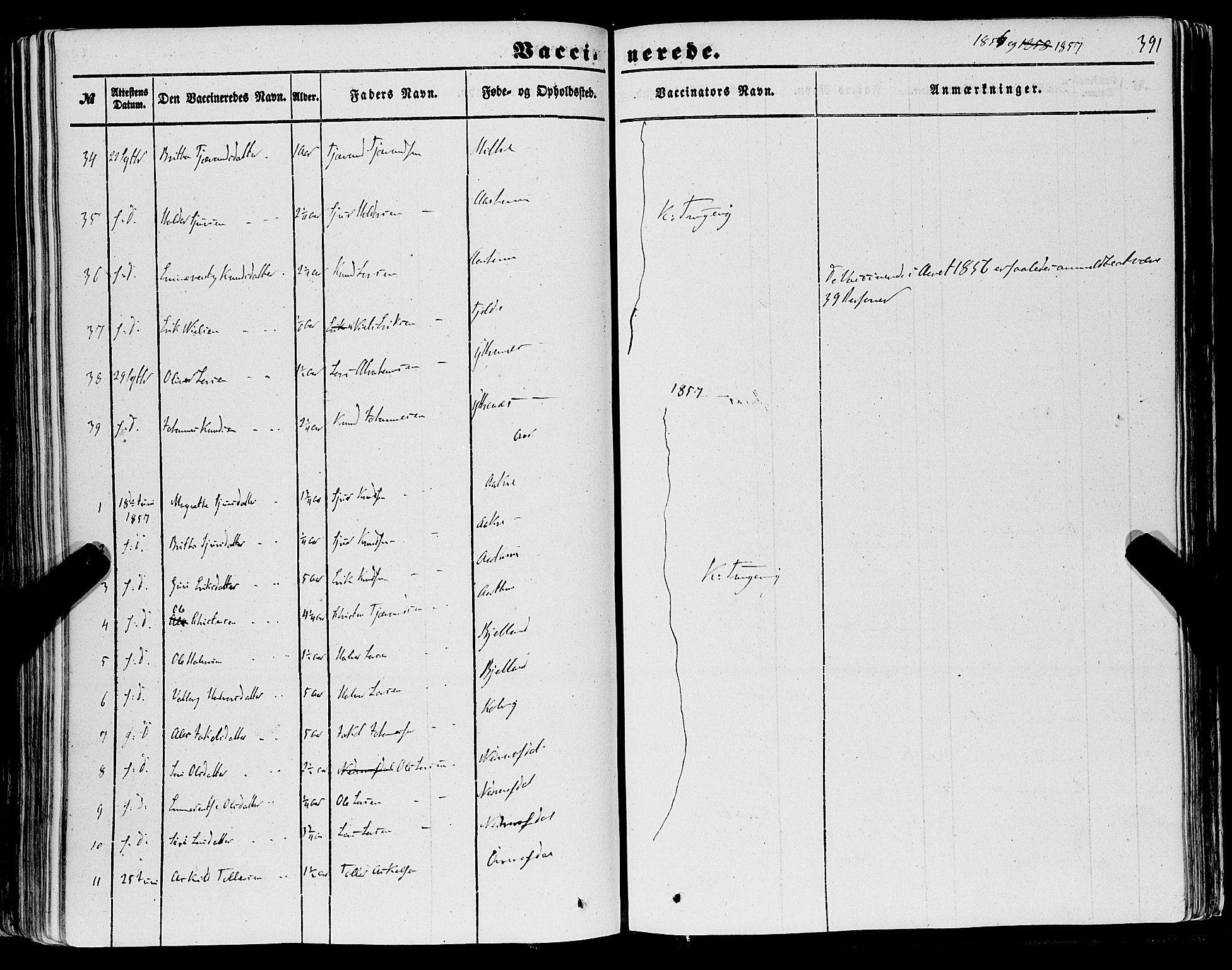 Skånevik sokneprestembete, SAB/A-77801/H/Haa: Parish register (official) no. A 5II, 1848-1869, p. 391