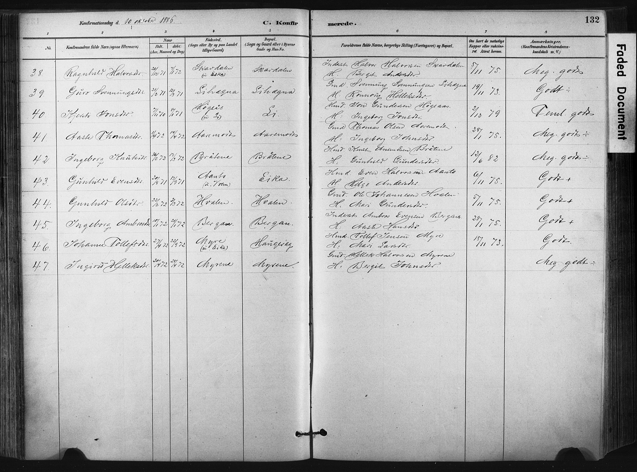 Bø kirkebøker, SAKO/A-257/F/Fa/L0010: Parish register (official) no. 10, 1880-1892, p. 132