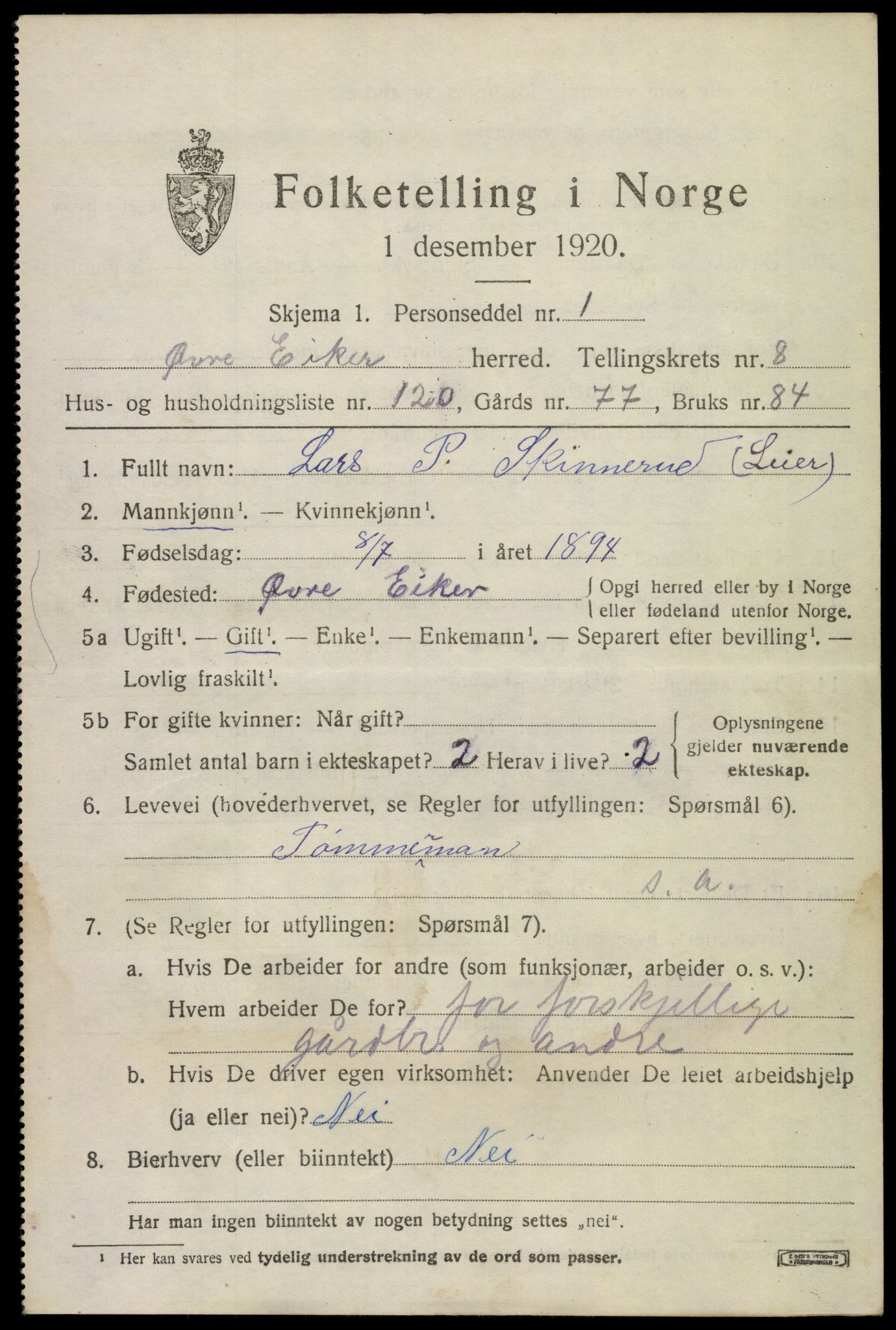 SAKO, 1920 census for Øvre Eiker, 1920, p. 15328