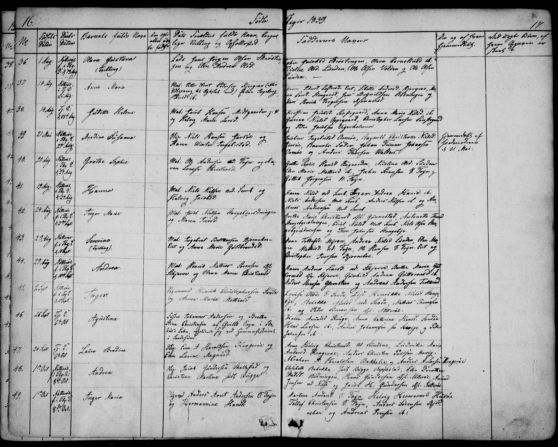 Nøtterøy kirkebøker, AV/SAKO-A-354/F/Fa/L0005: Parish register (official) no. I 5, 1839-1852, p. 16-17