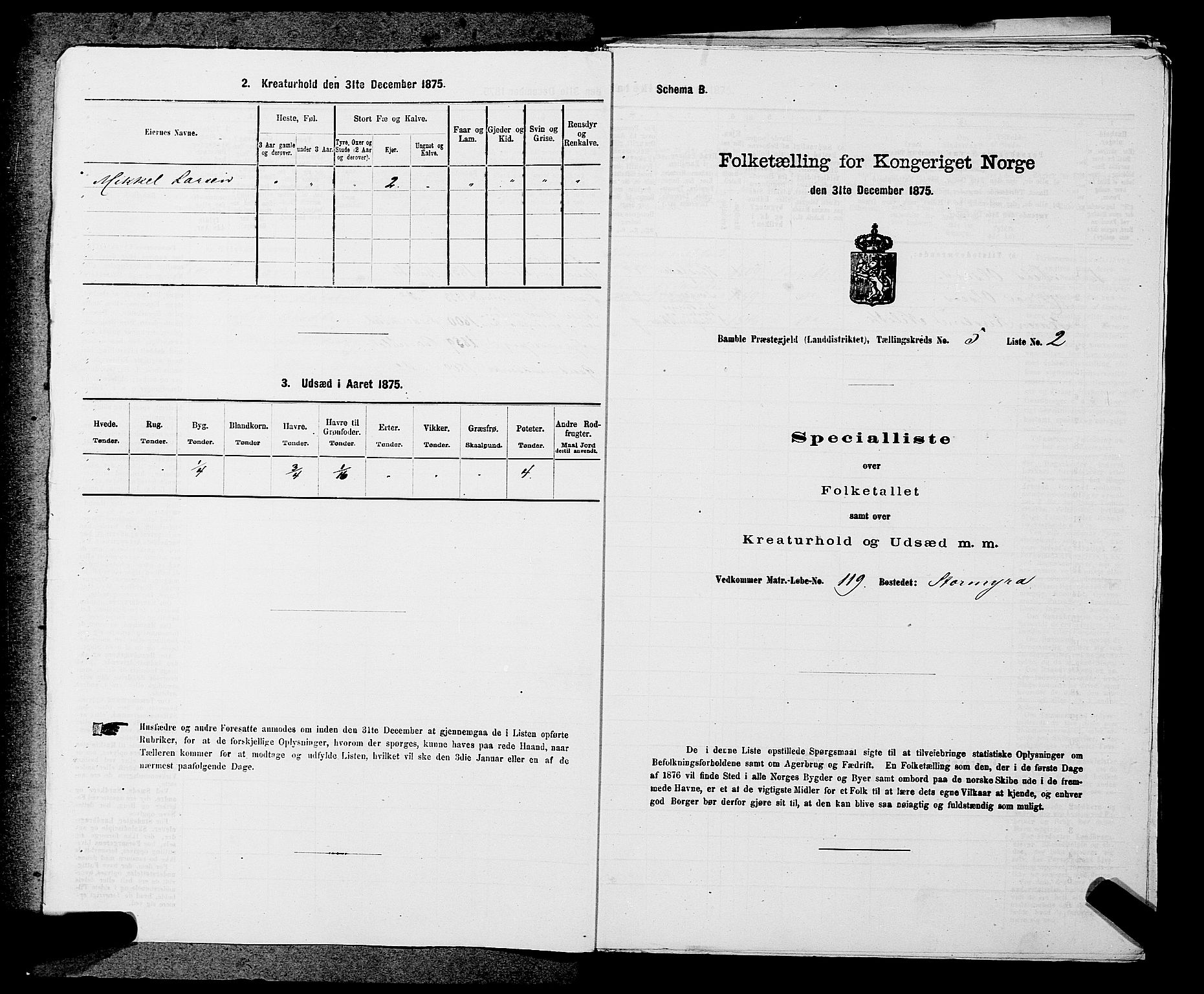 SAKO, 1875 census for 0814L Bamble/Bamble, 1875, p. 730