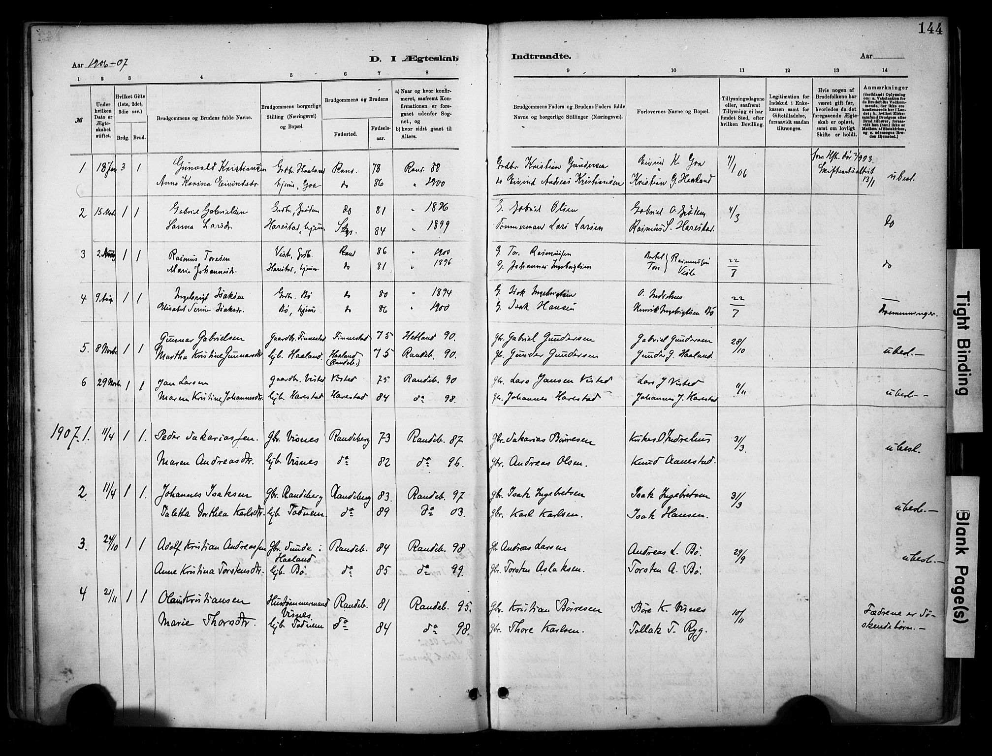 Hetland sokneprestkontor, SAST/A-101826/30/30BA/L0009: Parish register (official) no. A 9, 1882-1918, p. 144