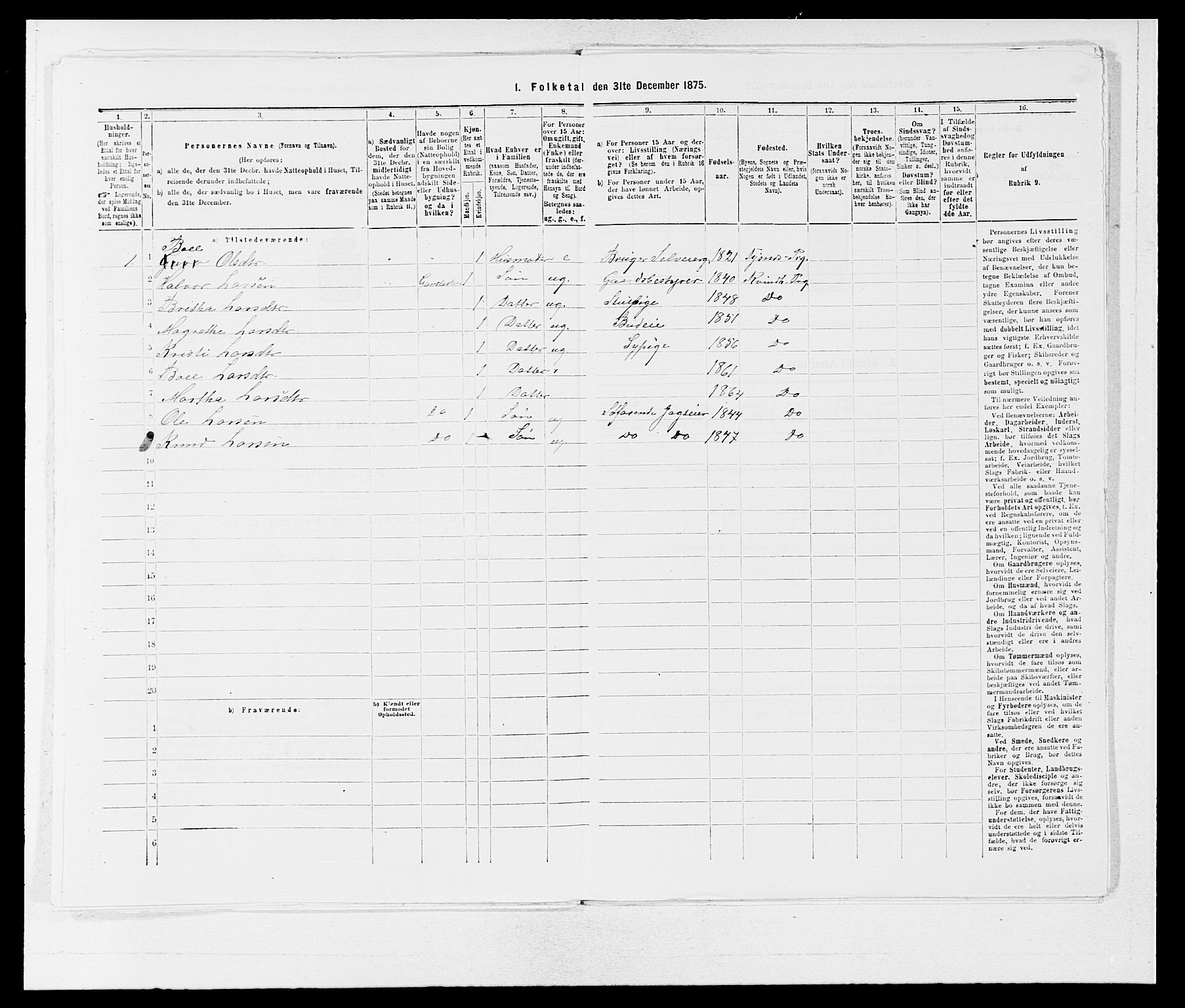 SAB, 1875 census for 1224P Kvinnherad, 1875, p. 1480