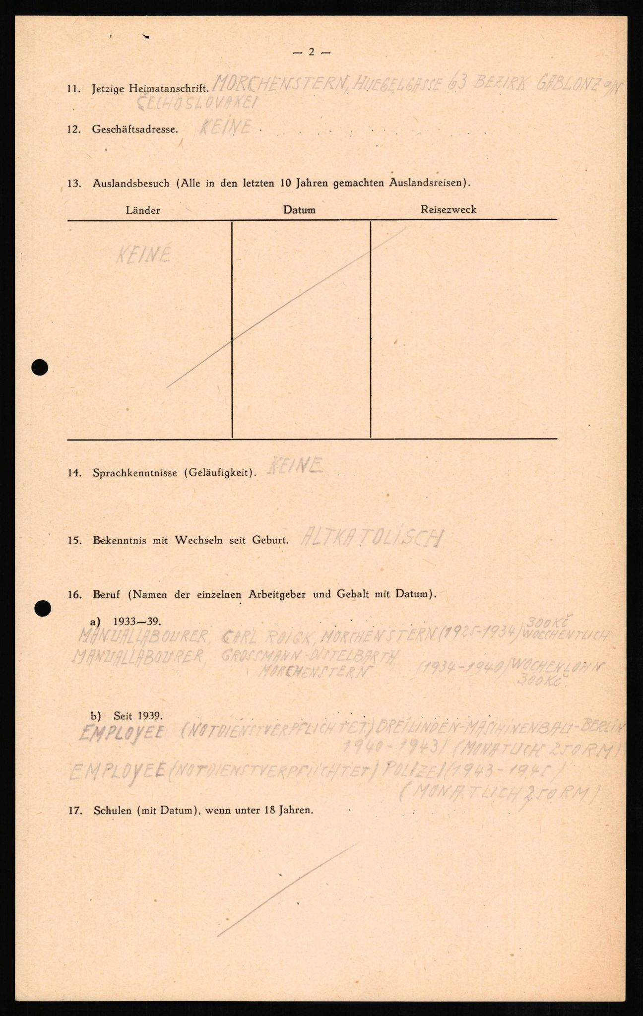 Forsvaret, Forsvarets overkommando II, AV/RA-RAFA-3915/D/Db/L0008: CI Questionaires. Tyske okkupasjonsstyrker i Norge. Tyskere., 1945-1946, p. 255