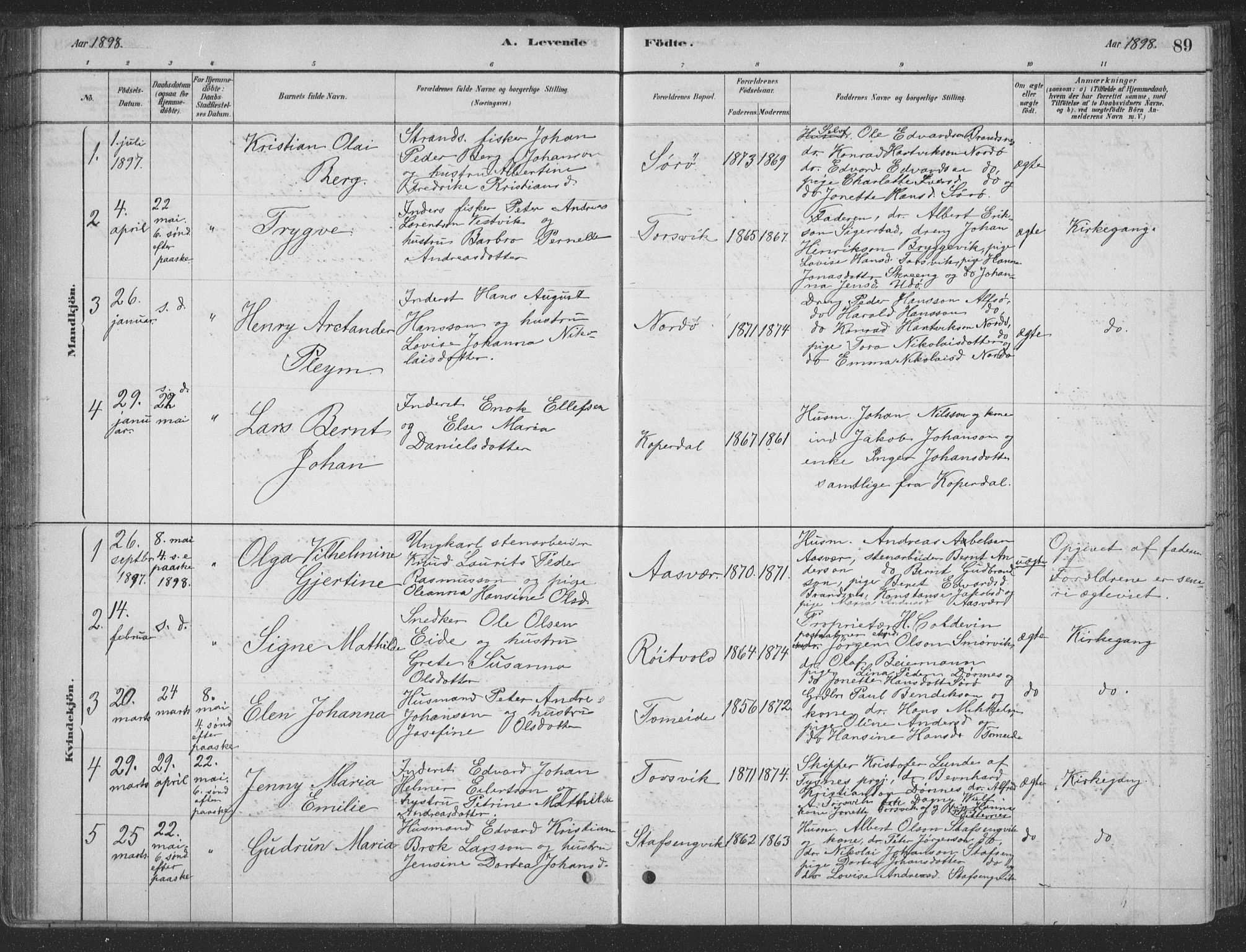 Ministerialprotokoller, klokkerbøker og fødselsregistre - Nordland, AV/SAT-A-1459/835/L0532: Parish register (copy) no. 835C04, 1880-1905, p. 89