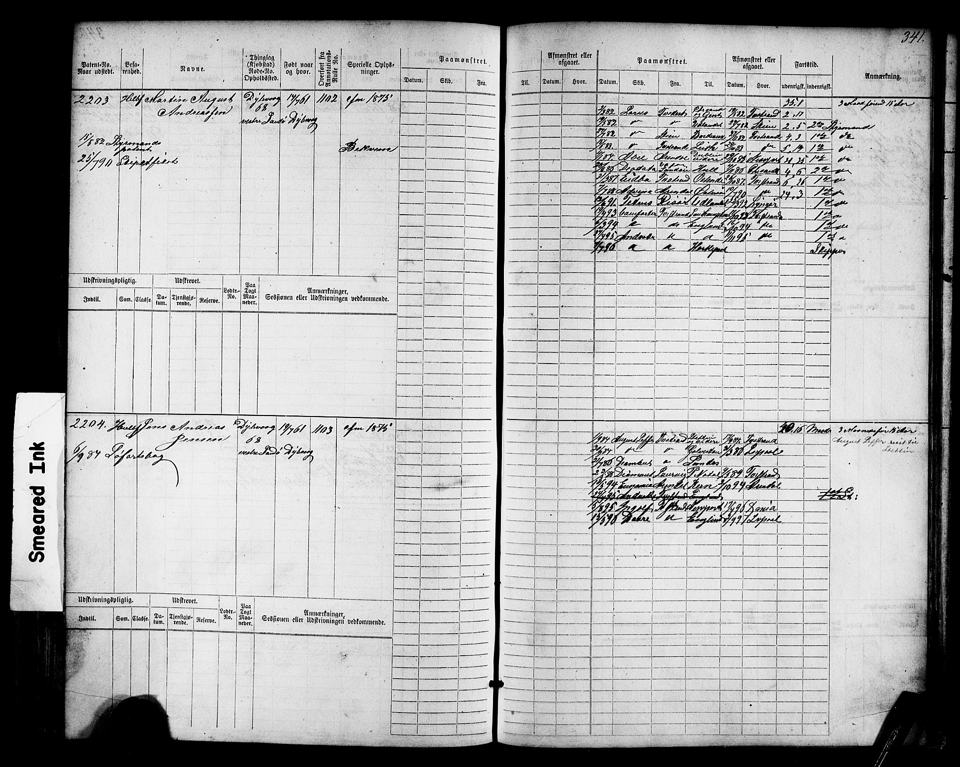 Tvedestrand mønstringskrets, SAK/2031-0011/F/Fb/L0017: Hovedrulle nr 1533-2288, U-33, 1874-1882, p. 352