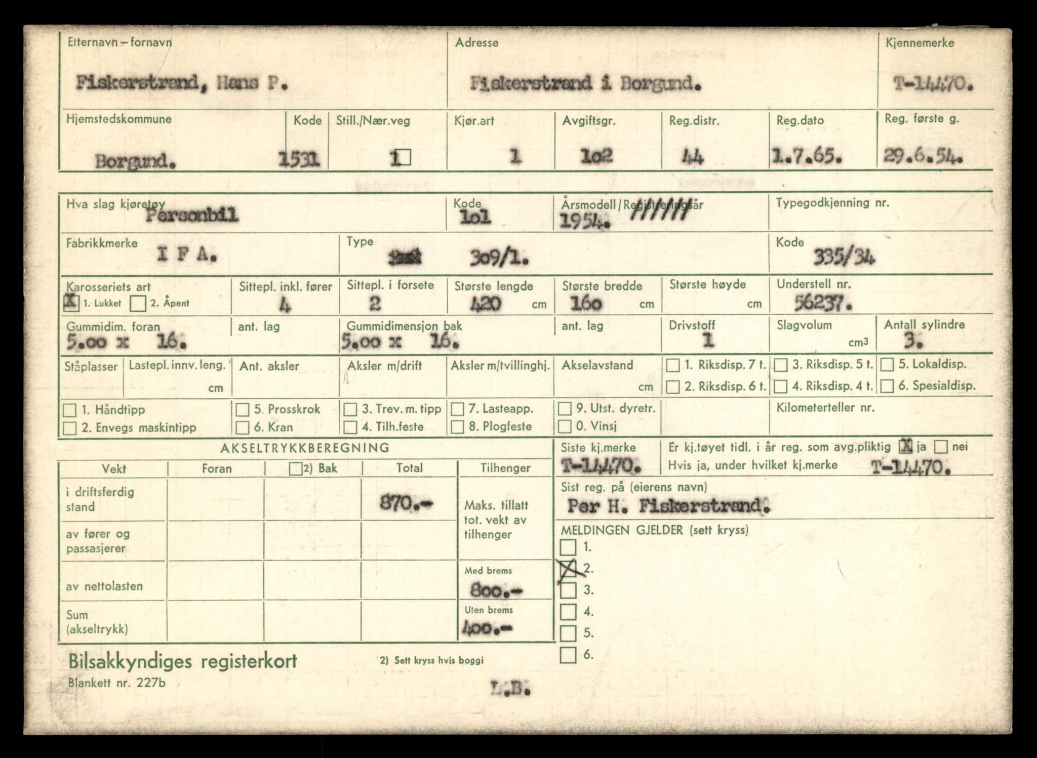 Møre og Romsdal vegkontor - Ålesund trafikkstasjon, AV/SAT-A-4099/F/Fe/L0046: Registreringskort for kjøretøy T 14445 - T 14579, 1927-1998