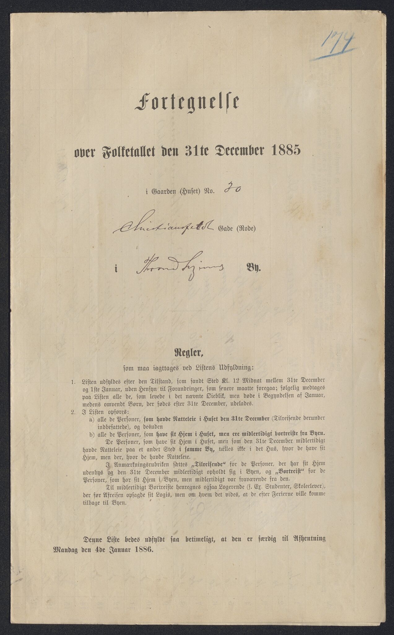 SAT, 1885 census for 1601 Trondheim, 1885, p. 2444