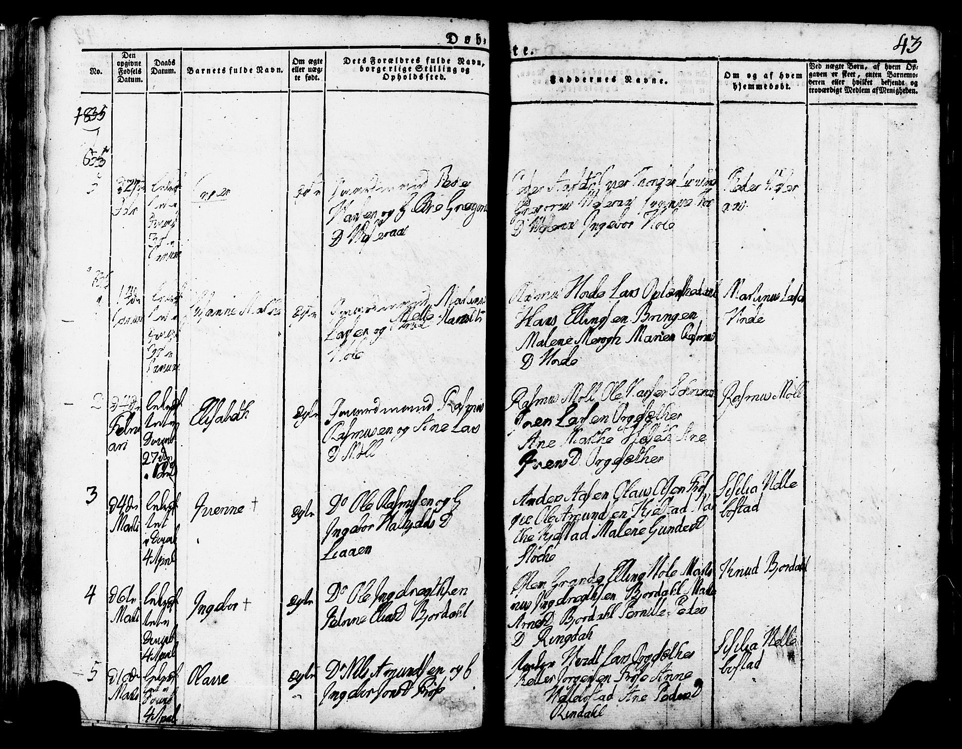 Ministerialprotokoller, klokkerbøker og fødselsregistre - Møre og Romsdal, AV/SAT-A-1454/517/L0221: Parish register (official) no. 517A01, 1827-1858, p. 43