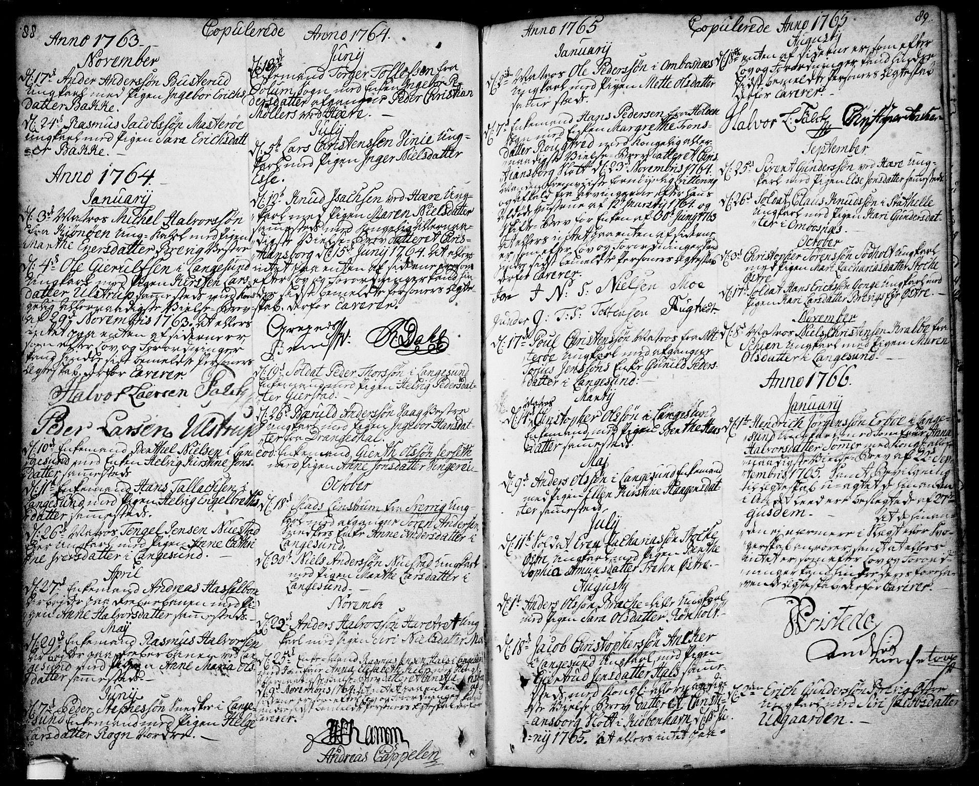 Bamble kirkebøker, SAKO/A-253/F/Fa/L0001: Parish register (official) no. I 1, 1702-1774, p. 88-89