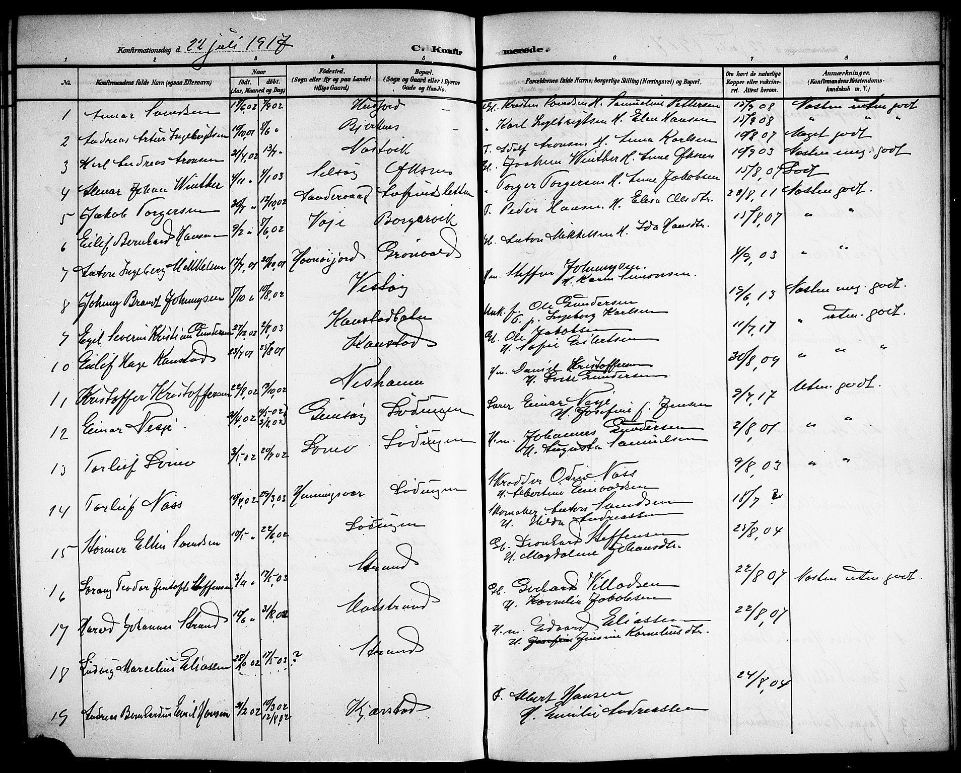 Ministerialprotokoller, klokkerbøker og fødselsregistre - Nordland, AV/SAT-A-1459/872/L1048: Parish register (copy) no. 872C04, 1898-1919