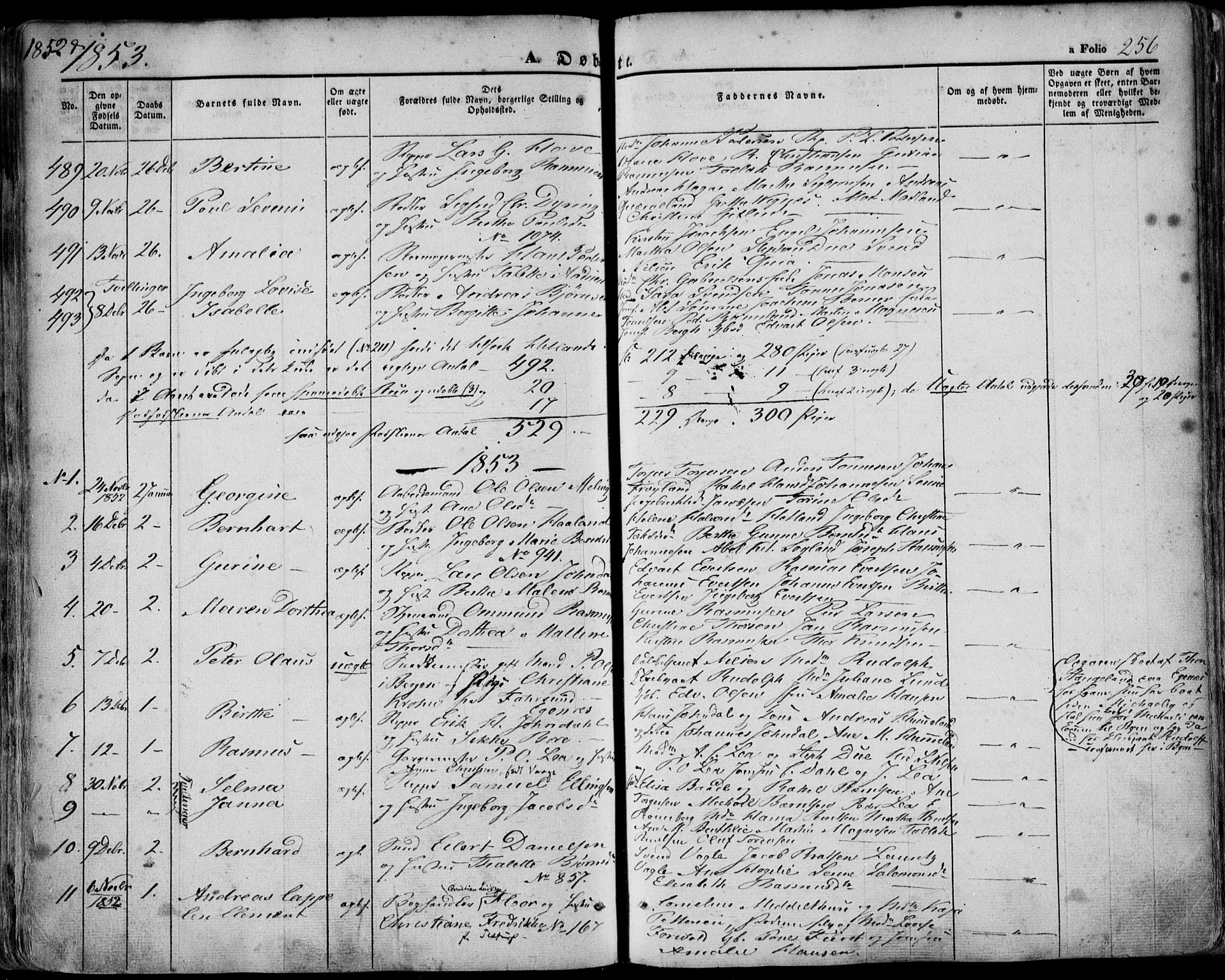 Domkirken sokneprestkontor, SAST/A-101812/001/30/30BA/L0016: Parish register (official) no. A 15, 1844-1854, p. 256