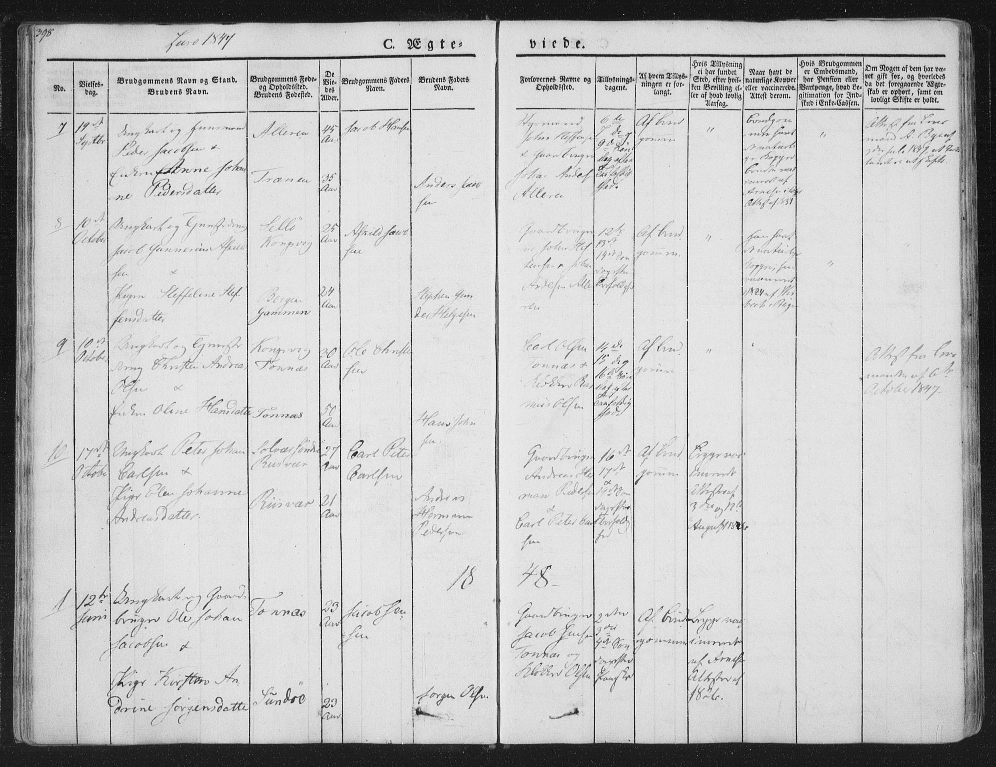 Ministerialprotokoller, klokkerbøker og fødselsregistre - Nordland, AV/SAT-A-1459/839/L0566: Parish register (official) no. 839A03, 1825-1862, p. 398