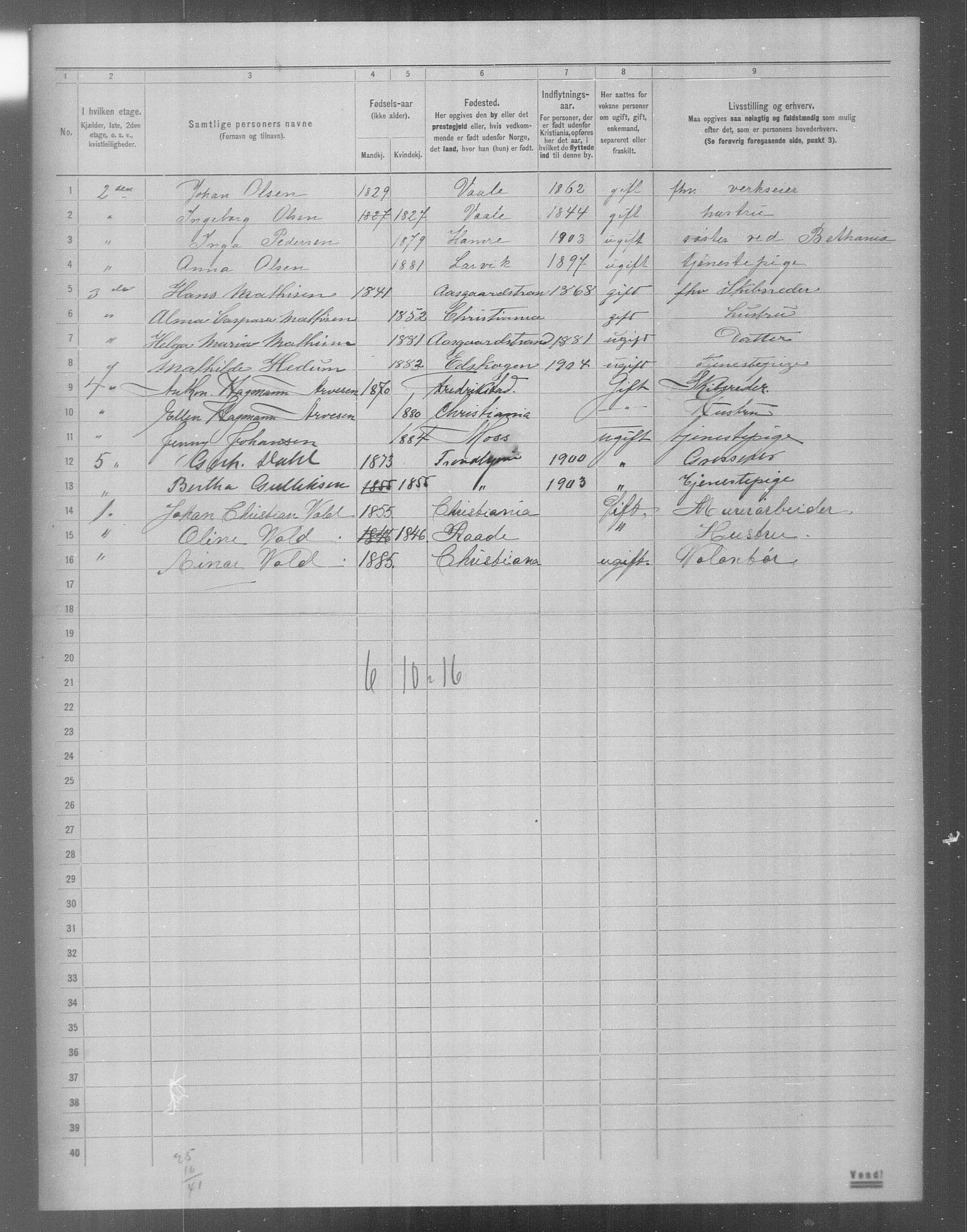 OBA, Municipal Census 1904 for Kristiania, 1904, p. 20190