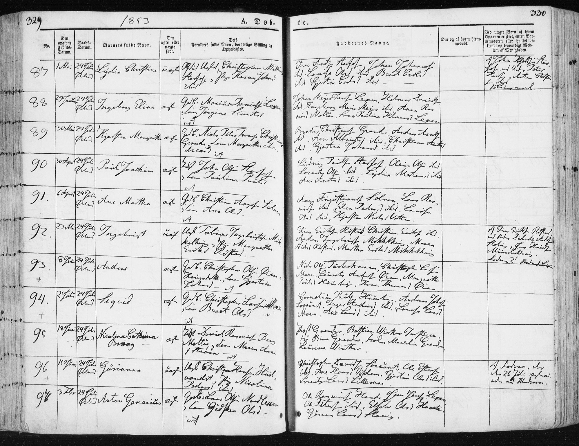 Ministerialprotokoller, klokkerbøker og fødselsregistre - Sør-Trøndelag, SAT/A-1456/659/L0736: Parish register (official) no. 659A06, 1842-1856, p. 329-330