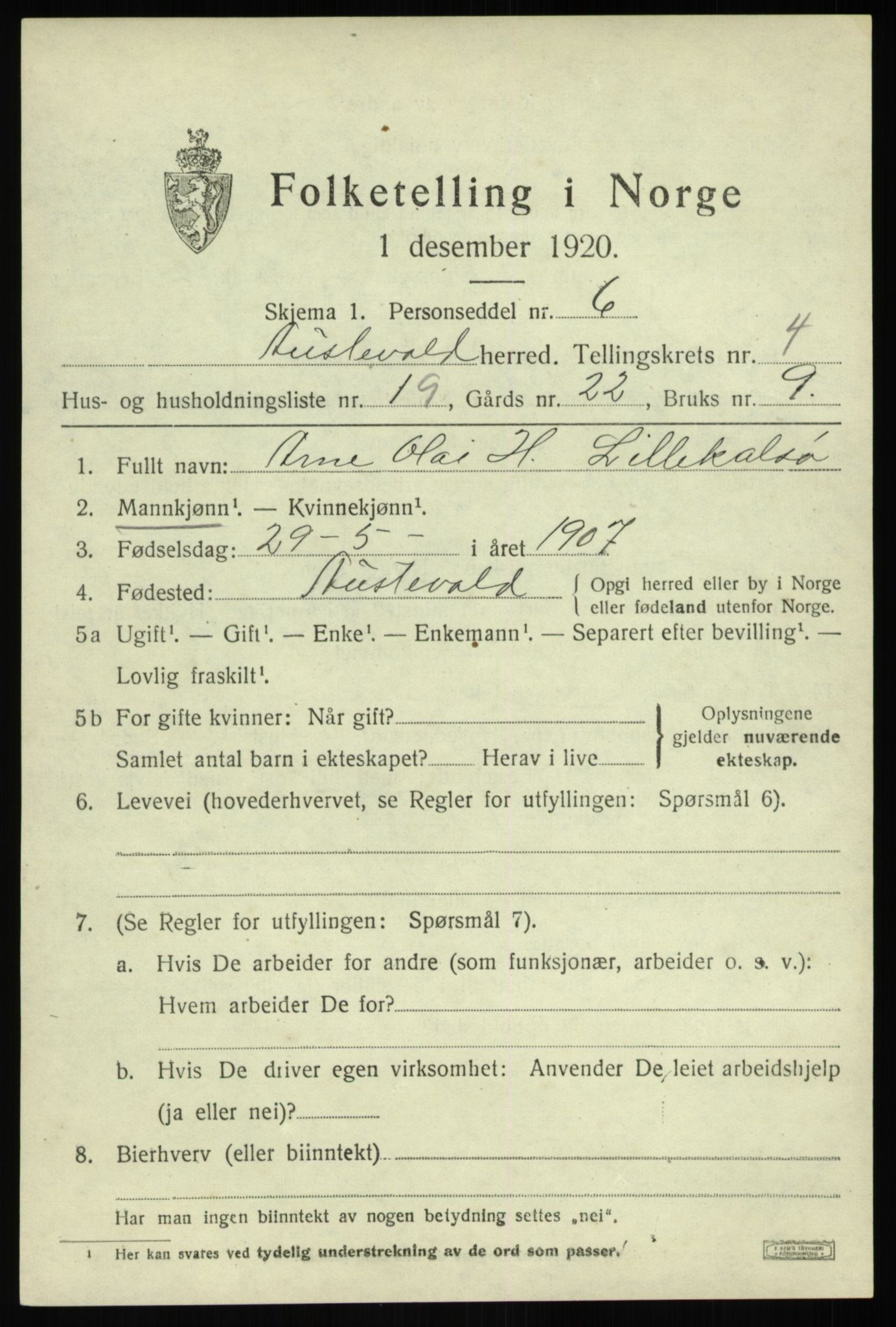 SAB, 1920 census for Austevoll, 1920, p. 2948