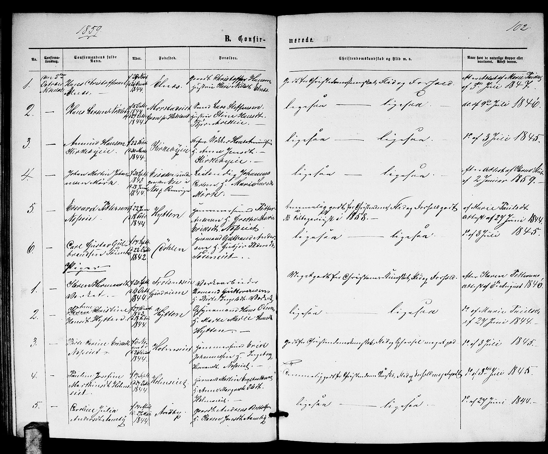 Nittedal prestekontor Kirkebøker, SAO/A-10365a/G/Gb/L0001: Parish register (copy) no. II 1, 1859-1878, p. 102