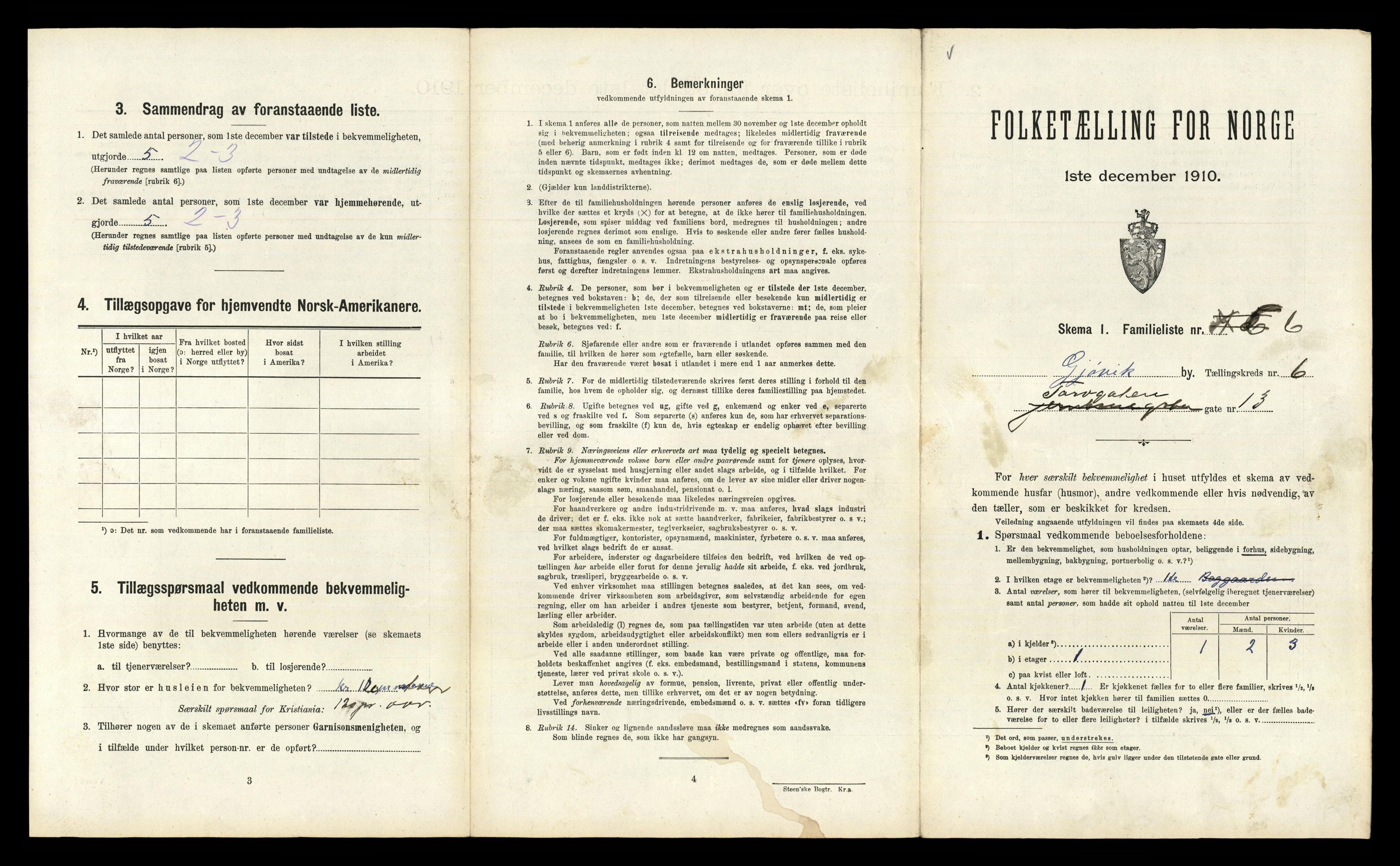 RA, 1910 census for Gjøvik, 1910, p. 1366