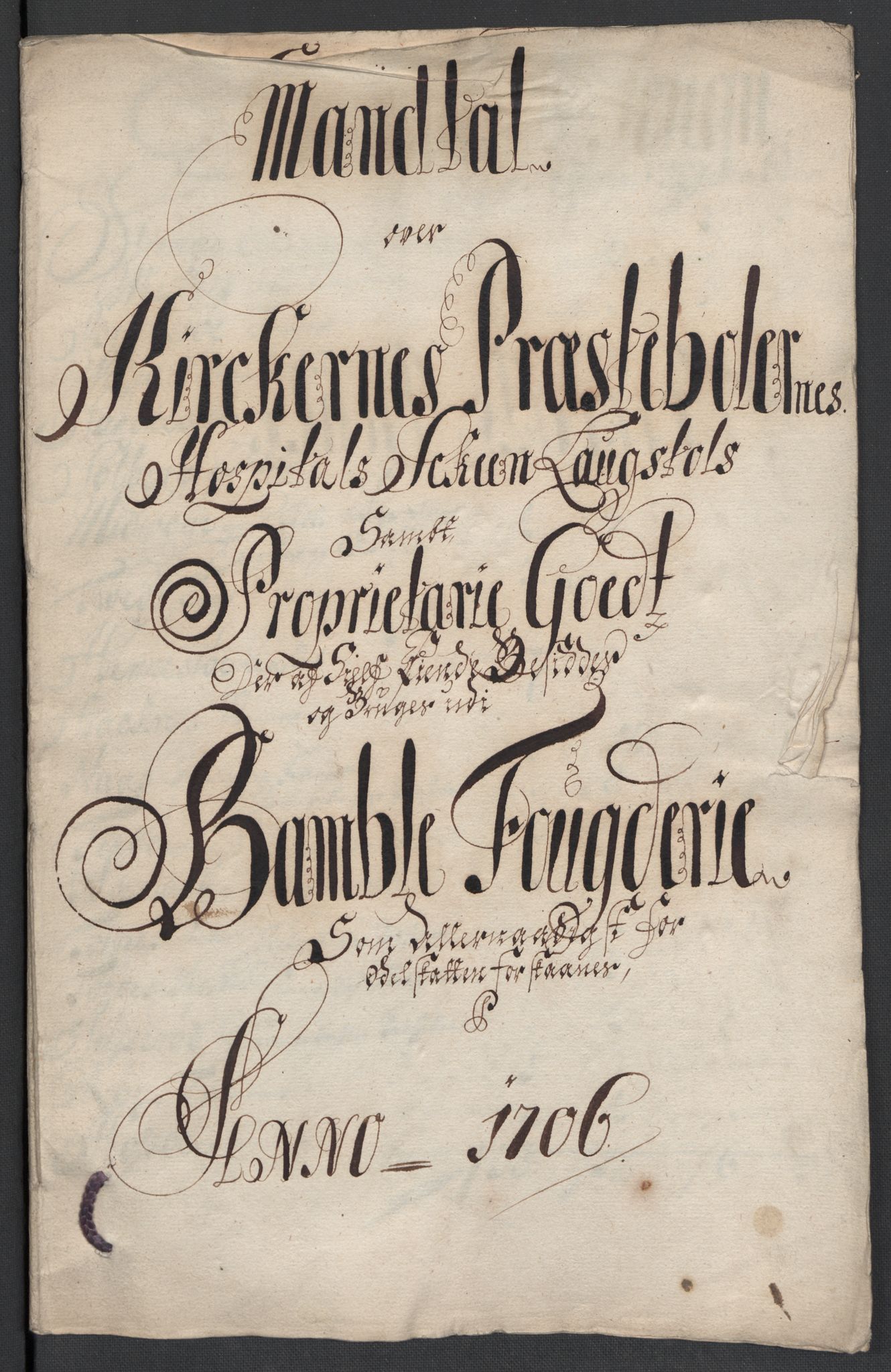 Rentekammeret inntil 1814, Reviderte regnskaper, Fogderegnskap, RA/EA-4092/R36/L2116: Fogderegnskap Øvre og Nedre Telemark og Bamble, 1706-1707, p. 155