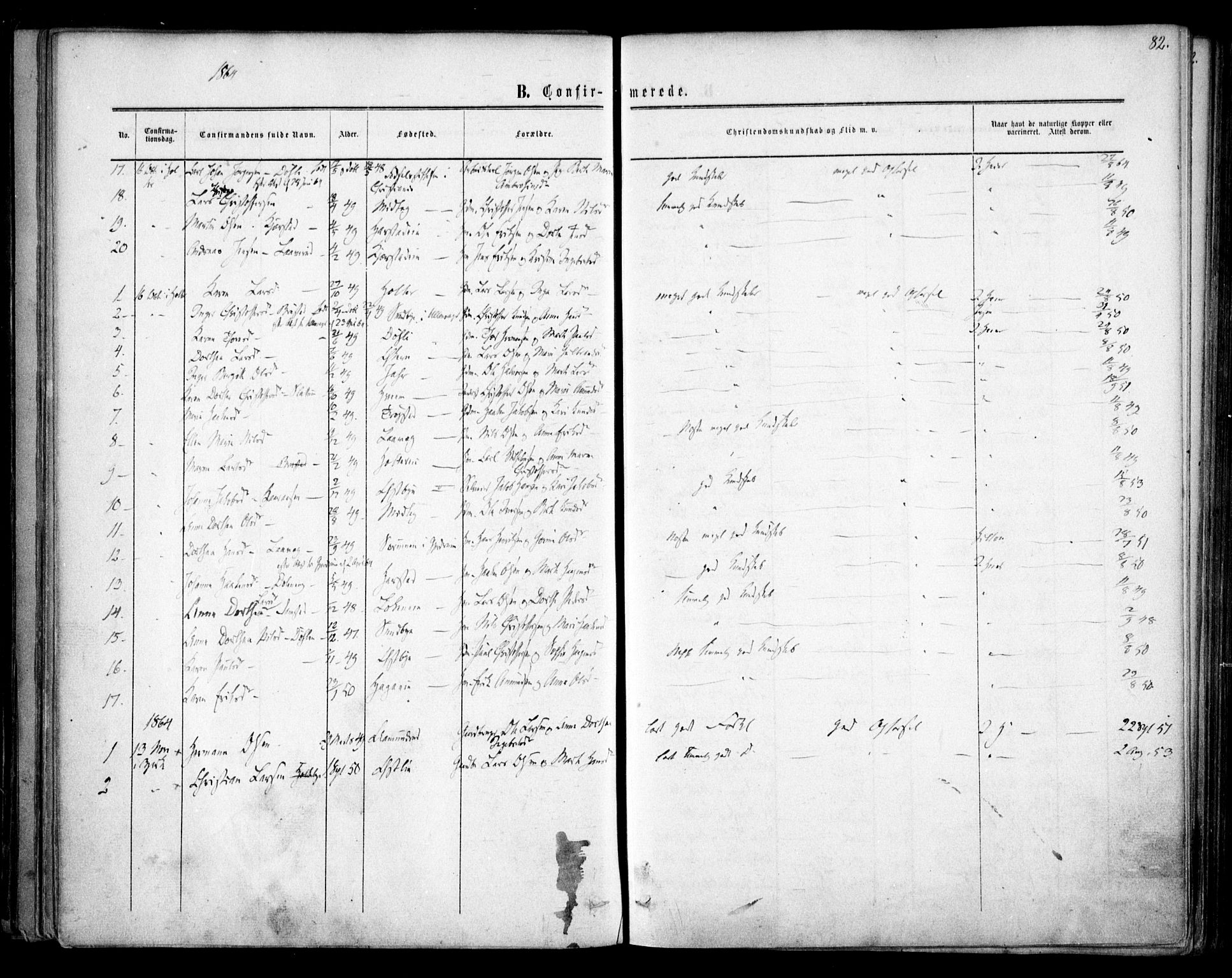 Nannestad prestekontor Kirkebøker, SAO/A-10414a/F/Fa/L0012: Parish register (official) no. I 12, 1860-1872, p. 82