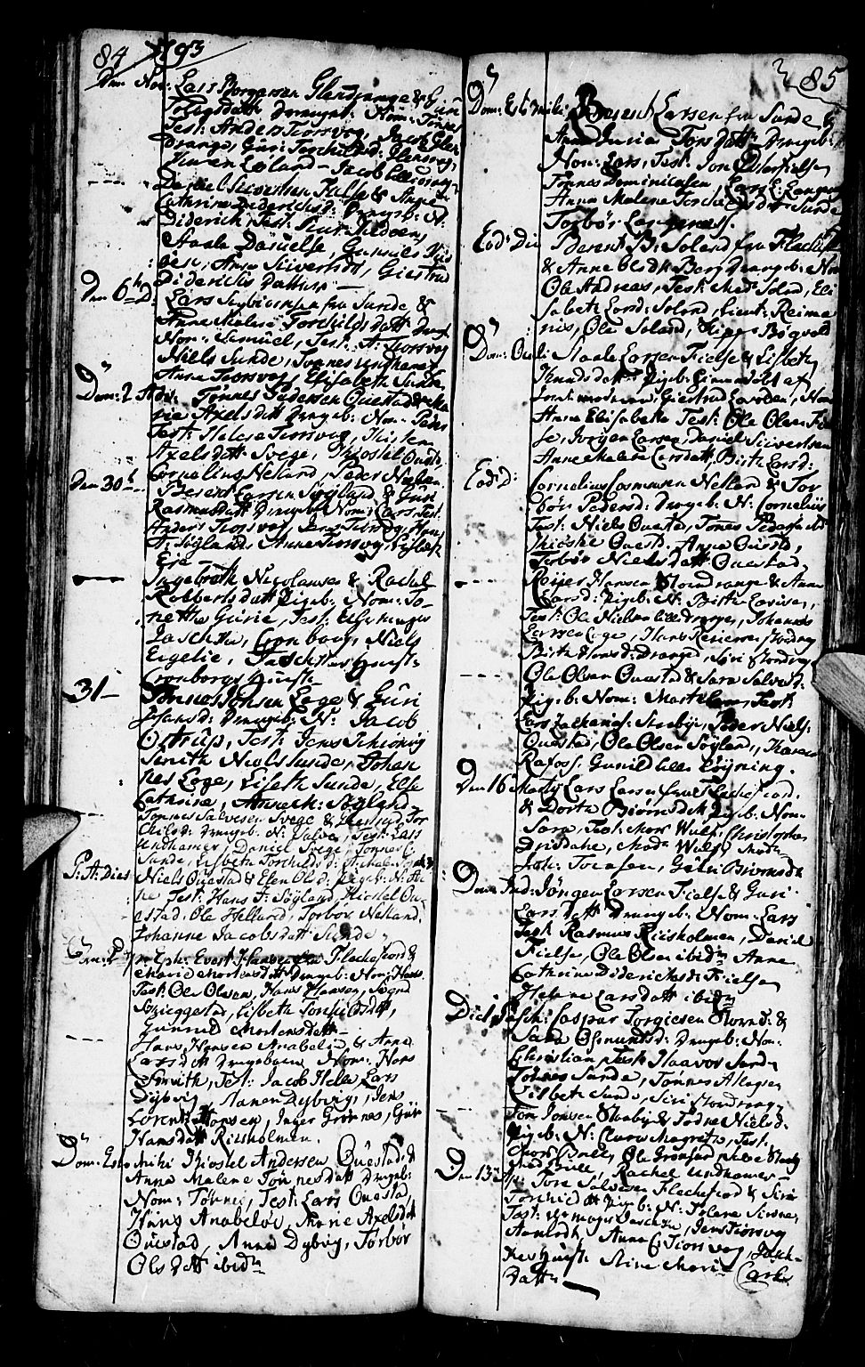 Flekkefjord sokneprestkontor, SAK/1111-0012/F/Fb/Fbc/L0001: Parish register (copy) no. B 1, 1773-1801, p. 84-85