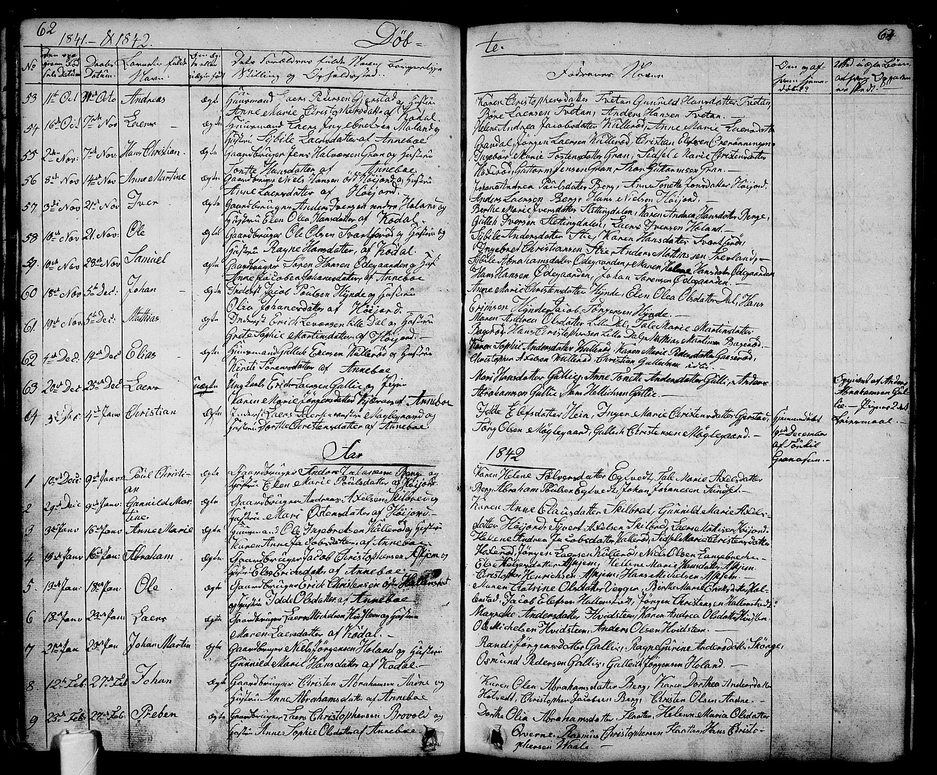 Andebu kirkebøker, AV/SAKO-A-336/G/Ga/L0003: Parish register (copy) no. I 3, 1832-1867, p. 62-63