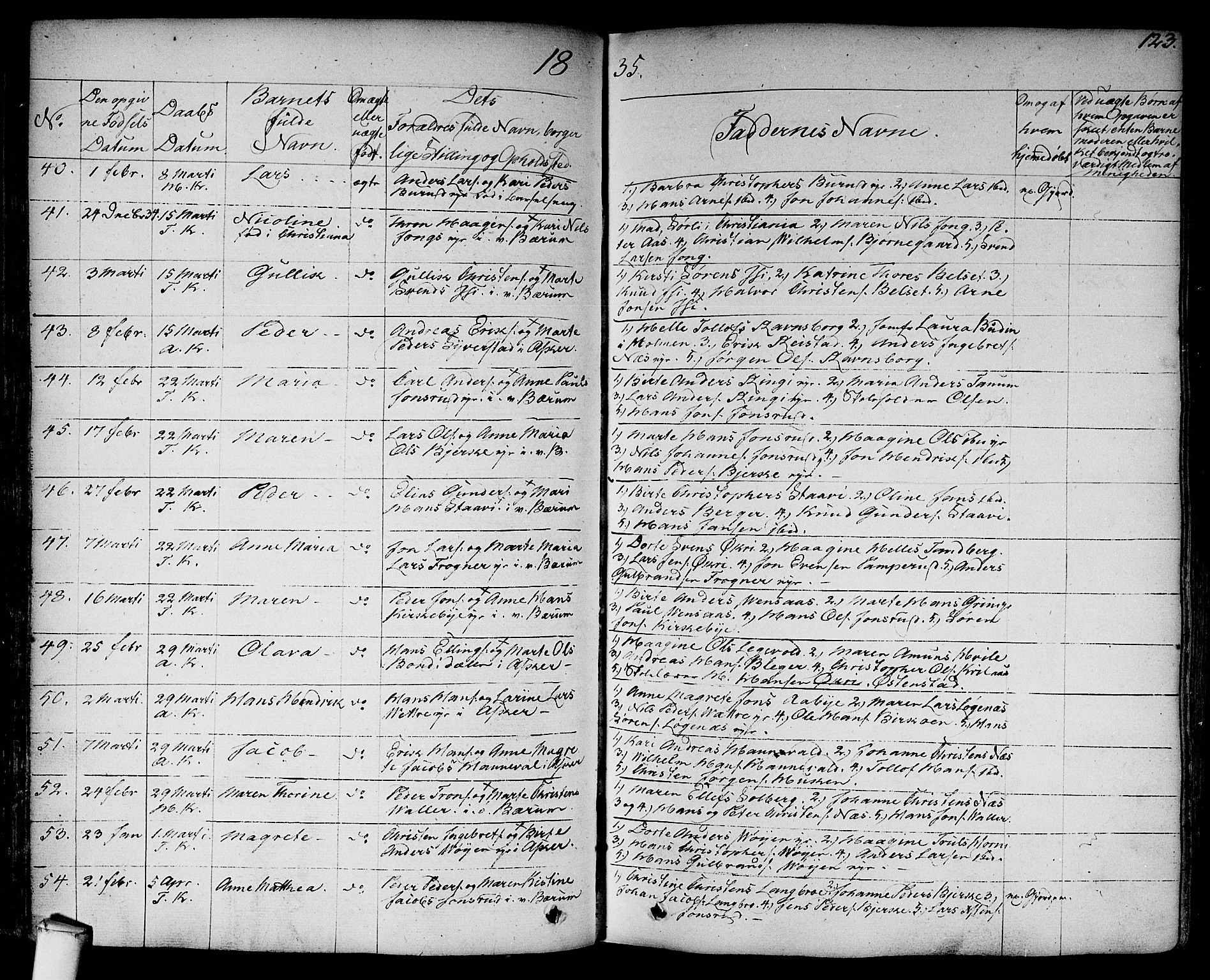 Asker prestekontor Kirkebøker, SAO/A-10256a/F/Fa/L0007: Parish register (official) no. I 7, 1825-1864, p. 123