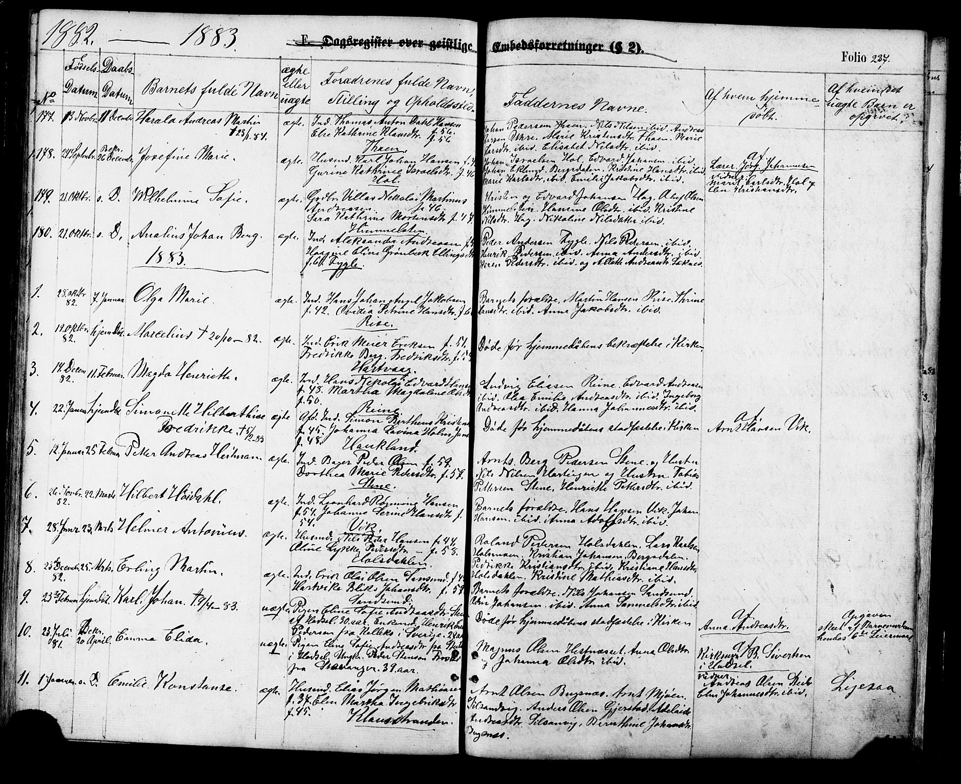 Ministerialprotokoller, klokkerbøker og fødselsregistre - Nordland, SAT/A-1459/881/L1166: Parish register (copy) no. 881C03, 1876-1885, p. 237