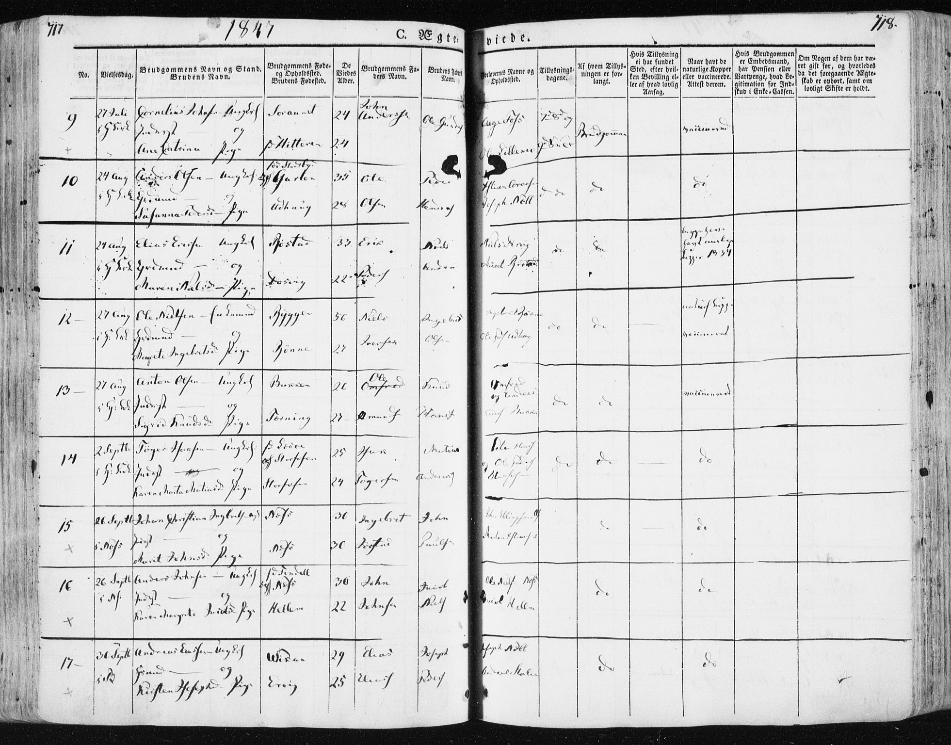 Ministerialprotokoller, klokkerbøker og fødselsregistre - Sør-Trøndelag, SAT/A-1456/659/L0736: Parish register (official) no. 659A06, 1842-1856, p. 717-718