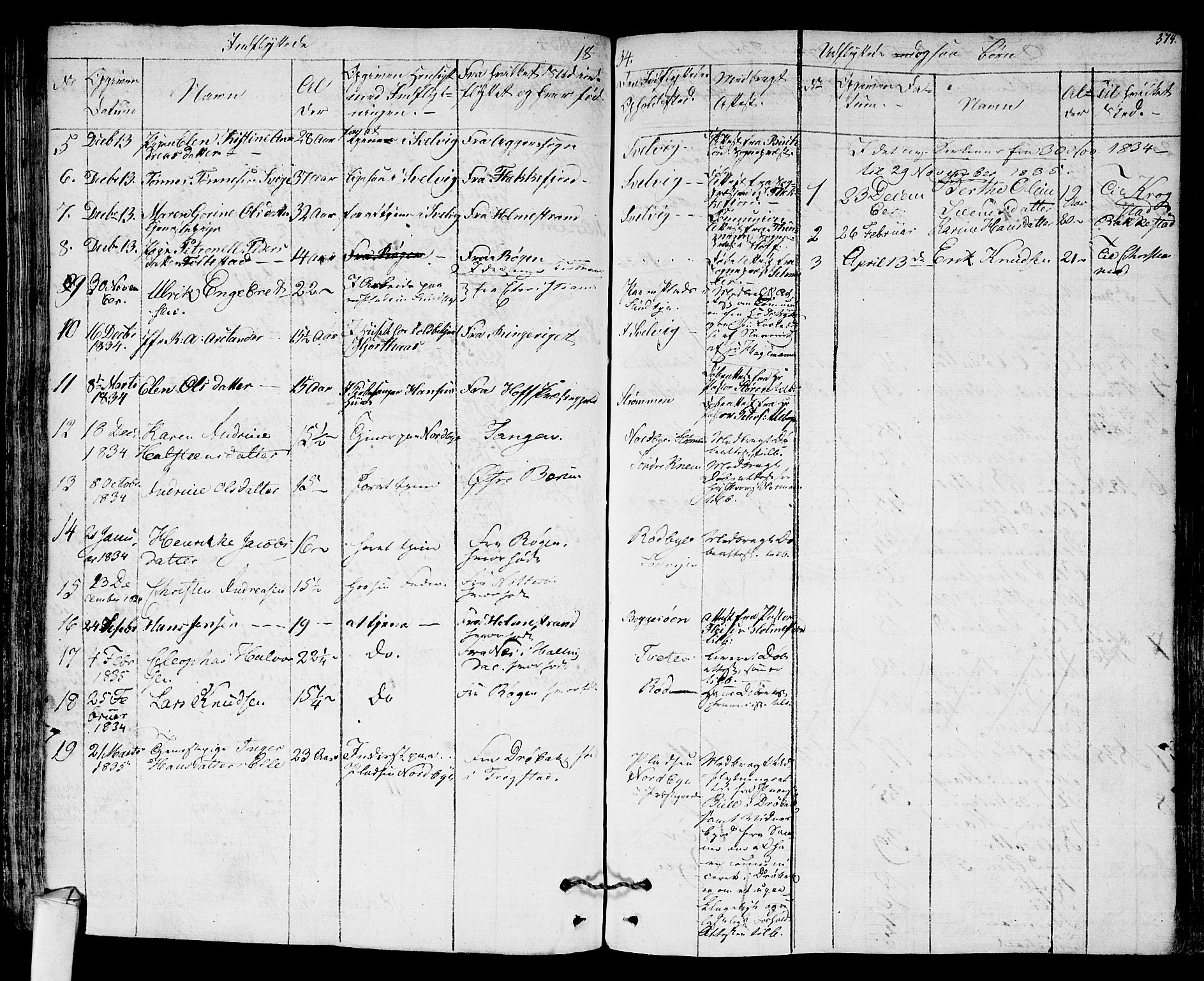Hurum kirkebøker, SAKO/A-229/F/Fa/L0010: Parish register (official) no. 10, 1827-1846, p. 374