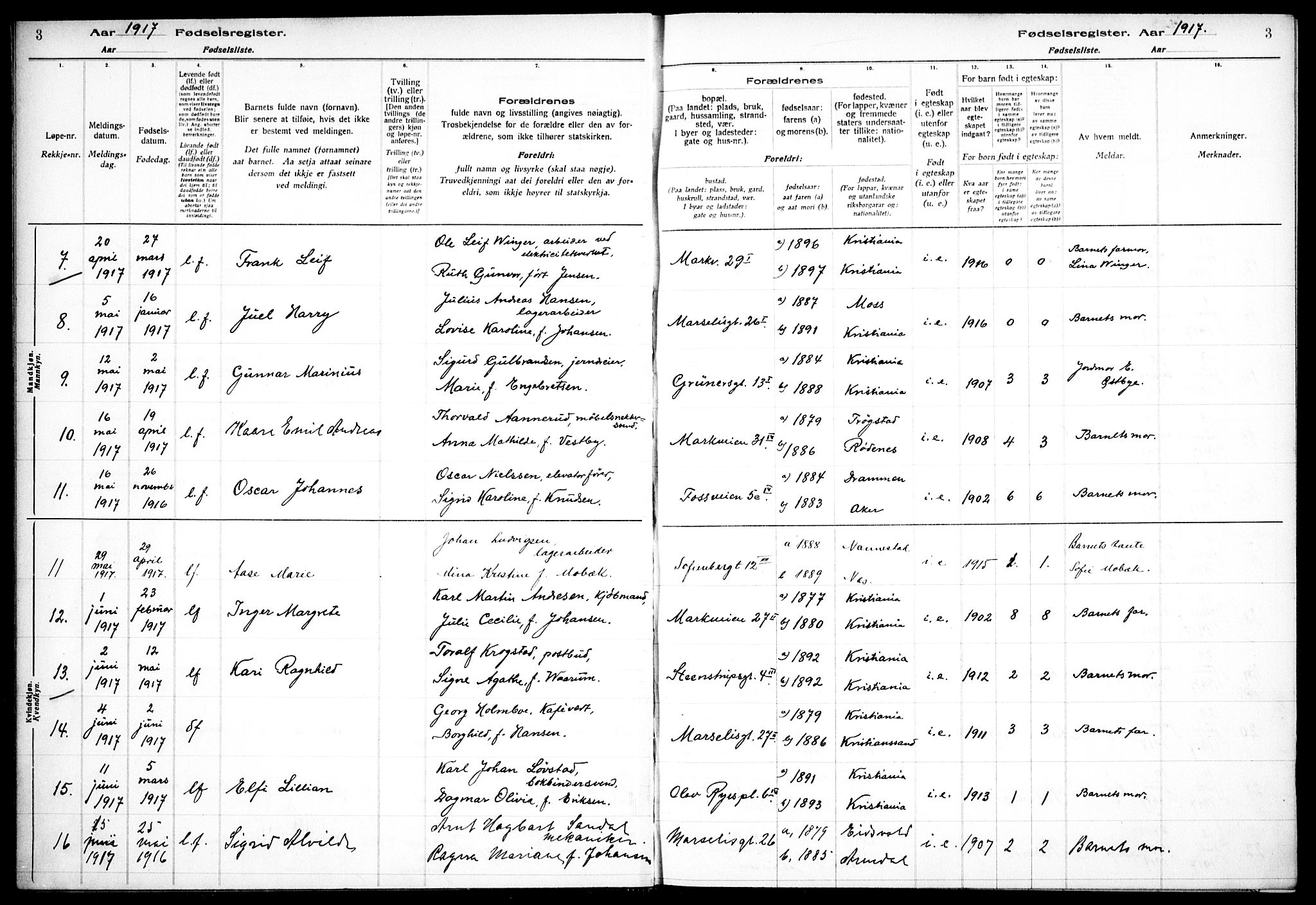 Hauge prestekontor Kirkebøker, AV/SAO-A-10849/J/Ja/L0001: Birth register no. 1, 1917-1938, p. 3