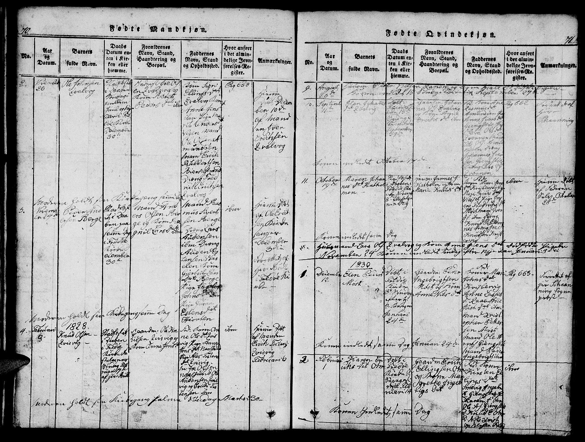 Ministerialprotokoller, klokkerbøker og fødselsregistre - Møre og Romsdal, AV/SAT-A-1454/573/L0873: Parish register (copy) no. 573C01, 1819-1834, p. 70-71