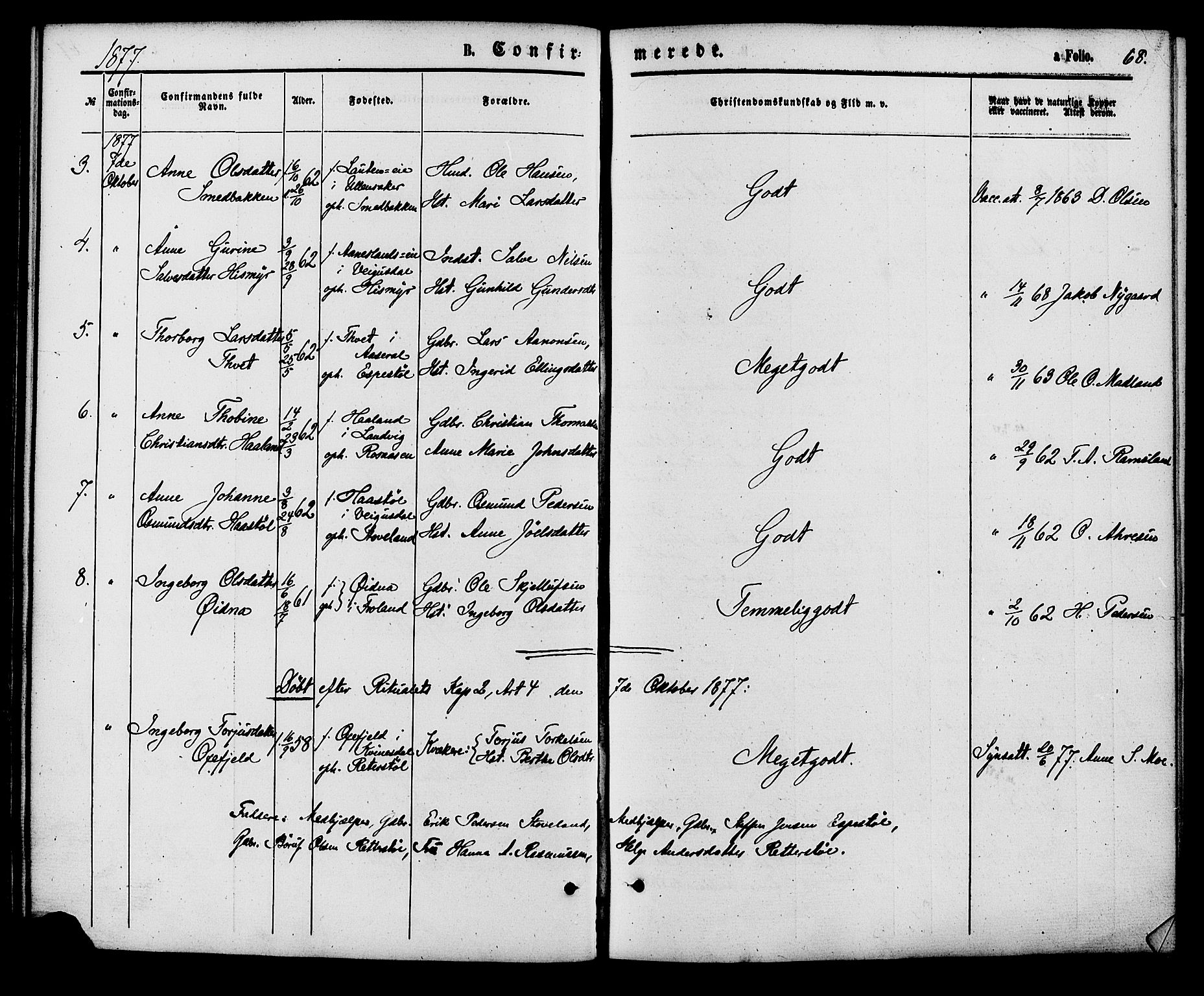 Herefoss sokneprestkontor, AV/SAK-1111-0019/F/Fa/Faa/L0002: Parish register (official) no. A 2, 1861-1886, p. 68