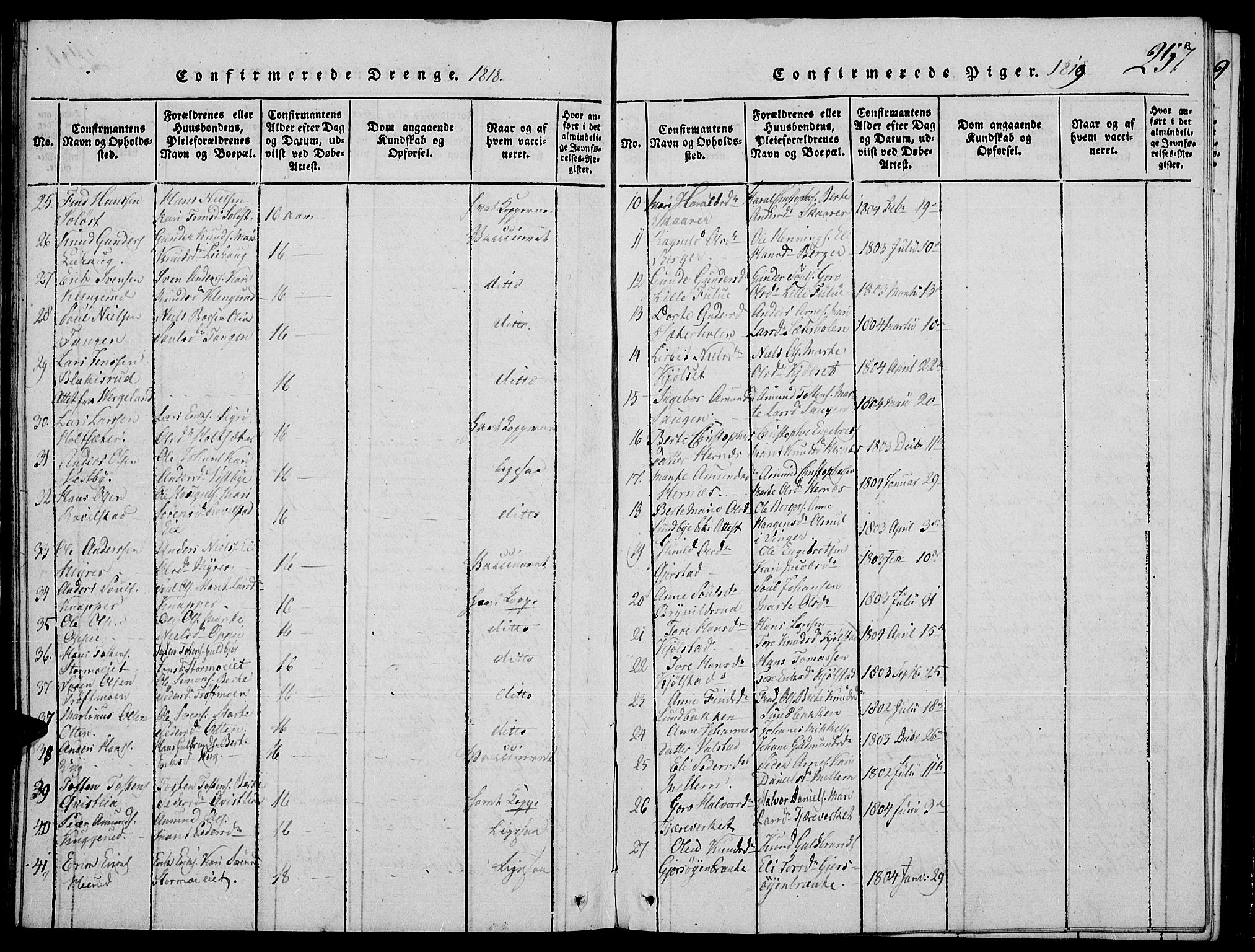Strøm-Odalen prestekontor, SAH/PREST-028/H/Ha/Hab/L0001: Parish register (copy) no. 1, 1813-1825, p. 257
