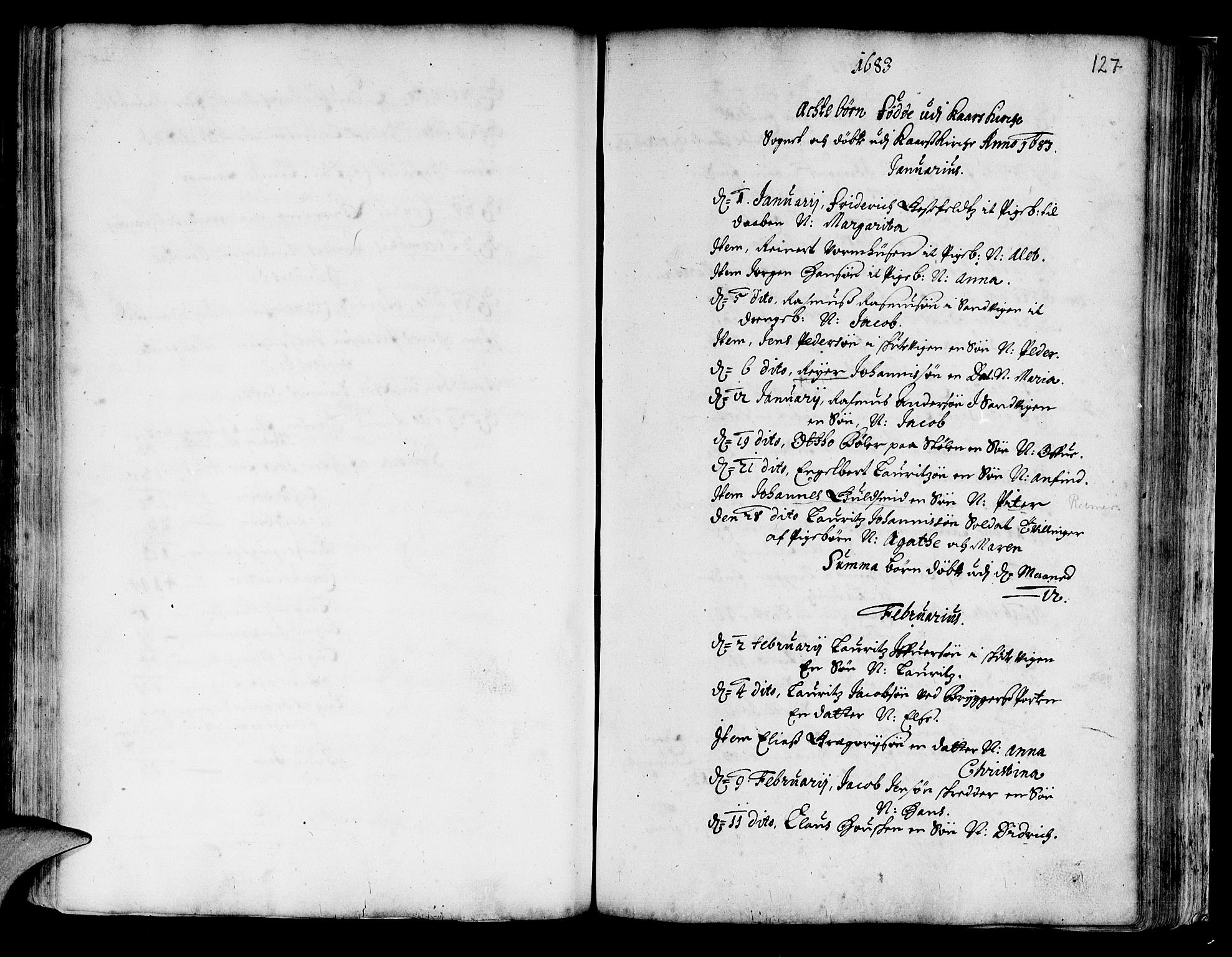 Korskirken sokneprestembete, SAB/A-76101/H/Haa/L0001: Parish register (official) no. A 1, 1674-1688, p. 127