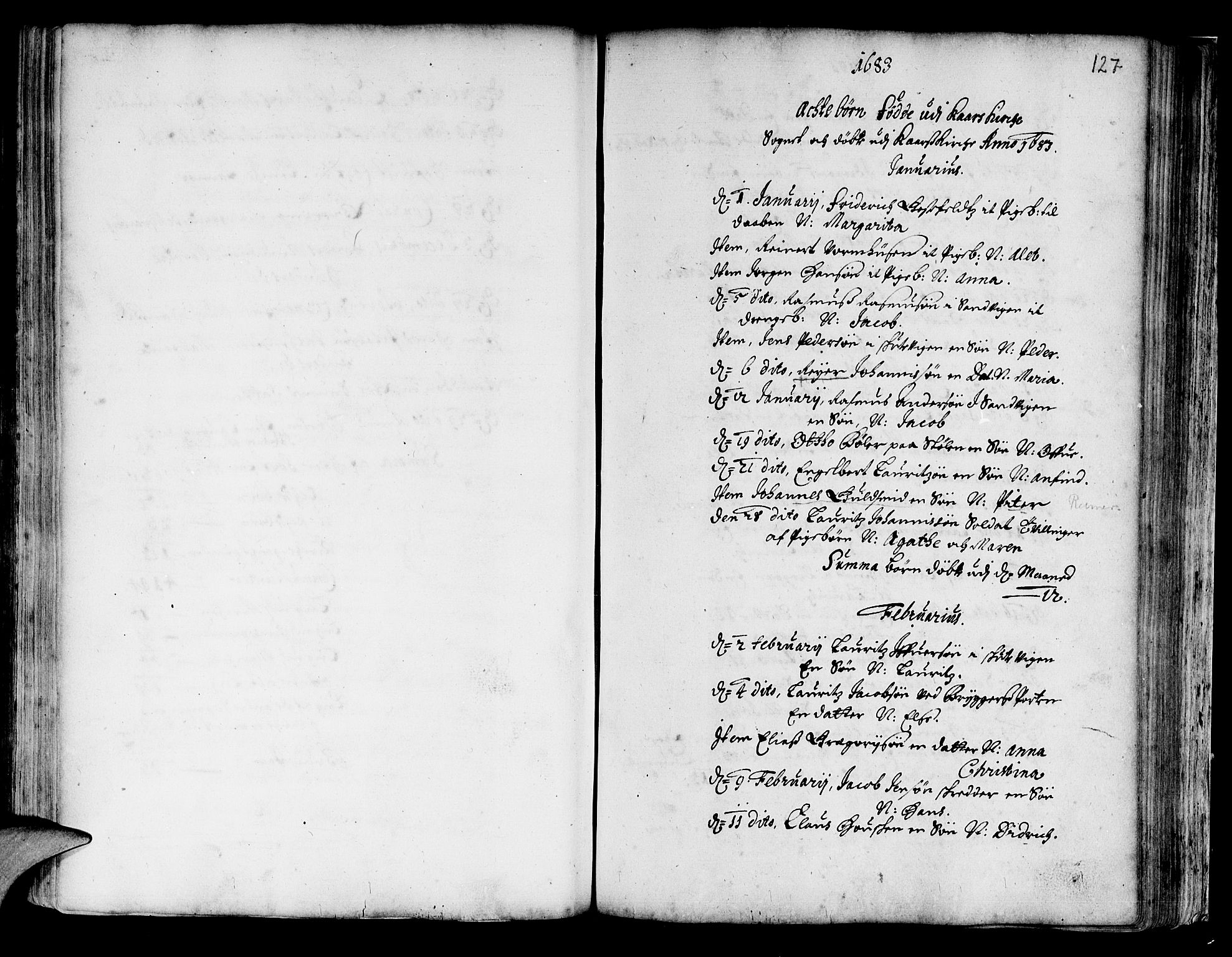 Korskirken sokneprestembete, AV/SAB-A-76101/H/Haa/L0001: Parish register (official) no. A 1, 1674-1688, p. 127