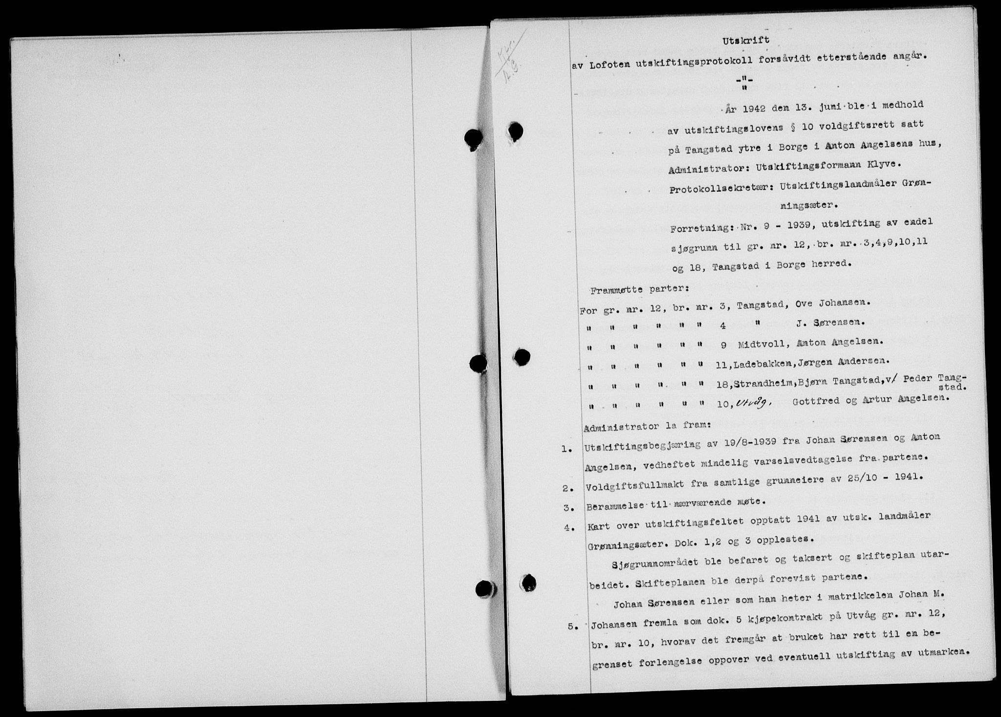 Lofoten sorenskriveri, SAT/A-0017/1/2/2C/L0010a: Mortgage book no. 10a, 1942-1943, Diary no: : 1956/1942