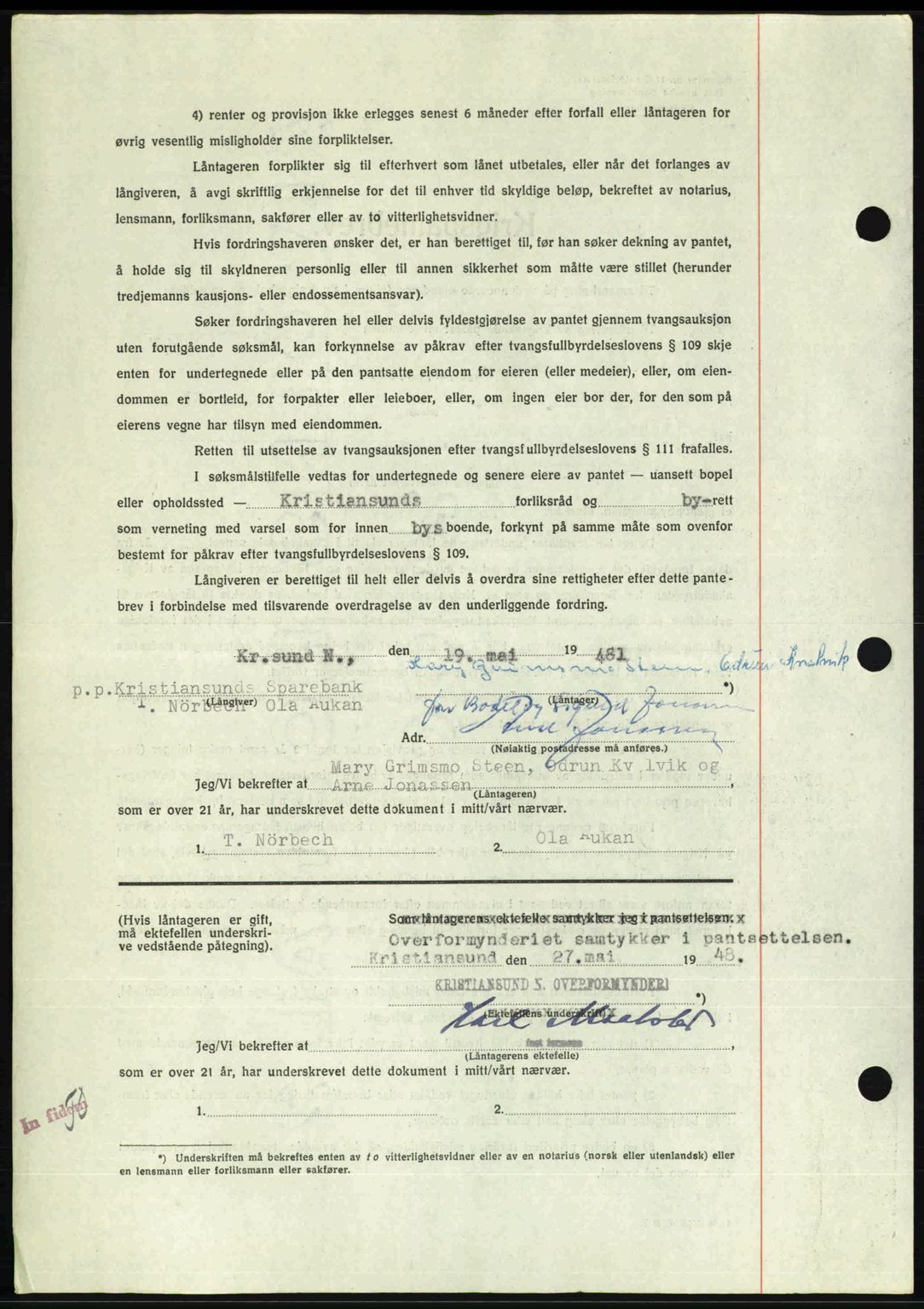 Kristiansund byfogd, AV/SAT-A-4587/A/27: Mortgage book no. 44, 1947-1948, Diary no: : 731/1948