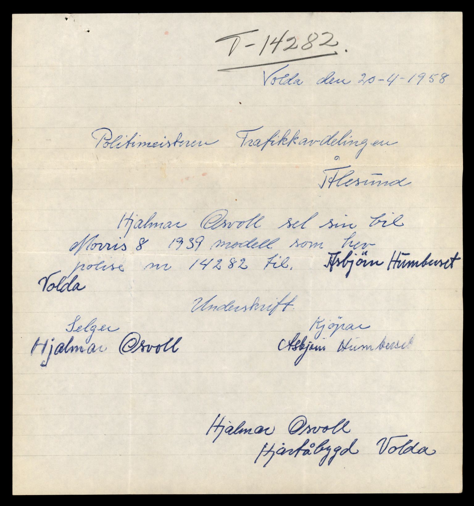 Møre og Romsdal vegkontor - Ålesund trafikkstasjon, AV/SAT-A-4099/F/Fe/L0044: Registreringskort for kjøretøy T 14205 - T 14319, 1927-1998, p. 2283