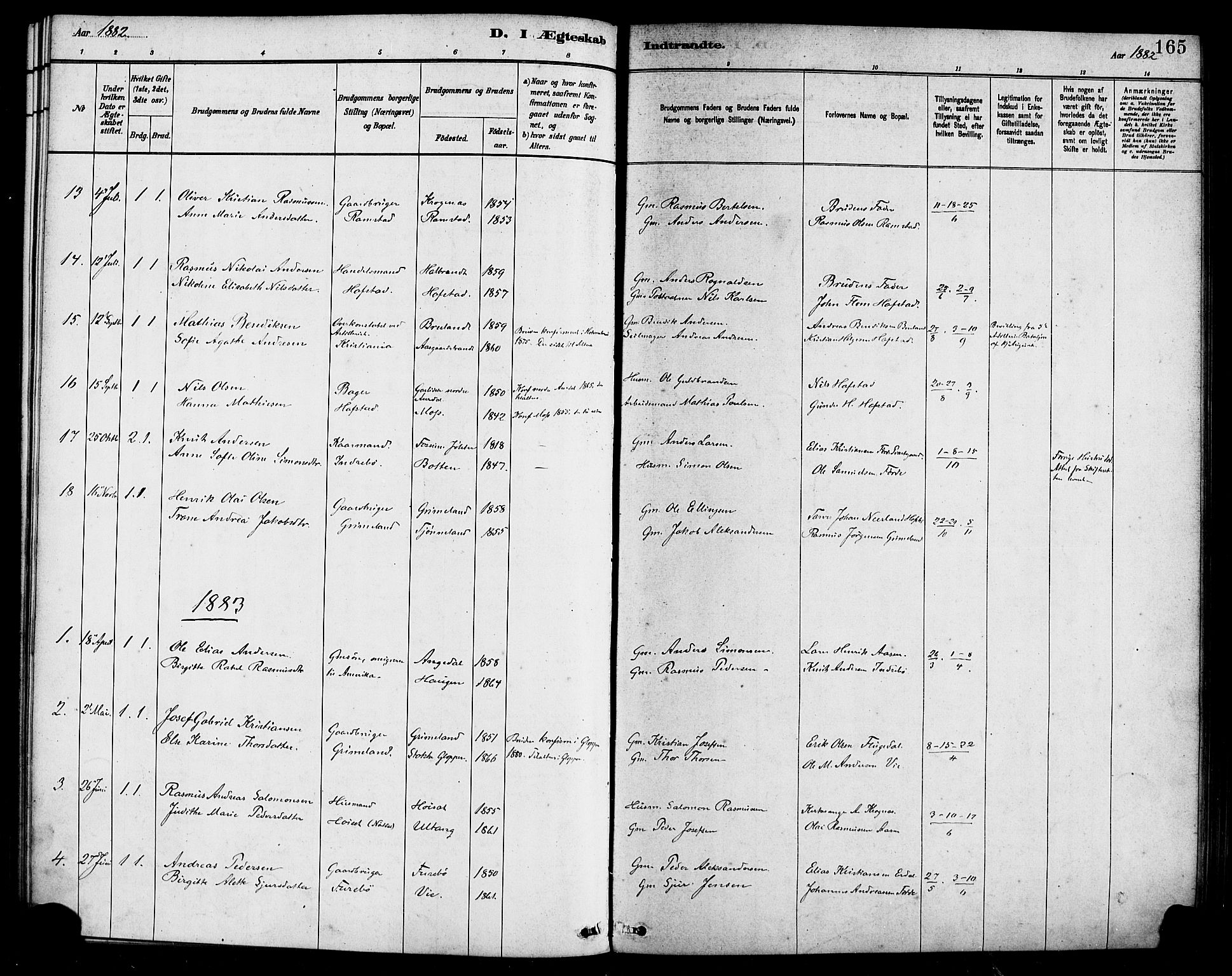 Førde sokneprestembete, SAB/A-79901/H/Haa/Haab/L0001: Parish register (official) no. B 1, 1880-1898, p. 165