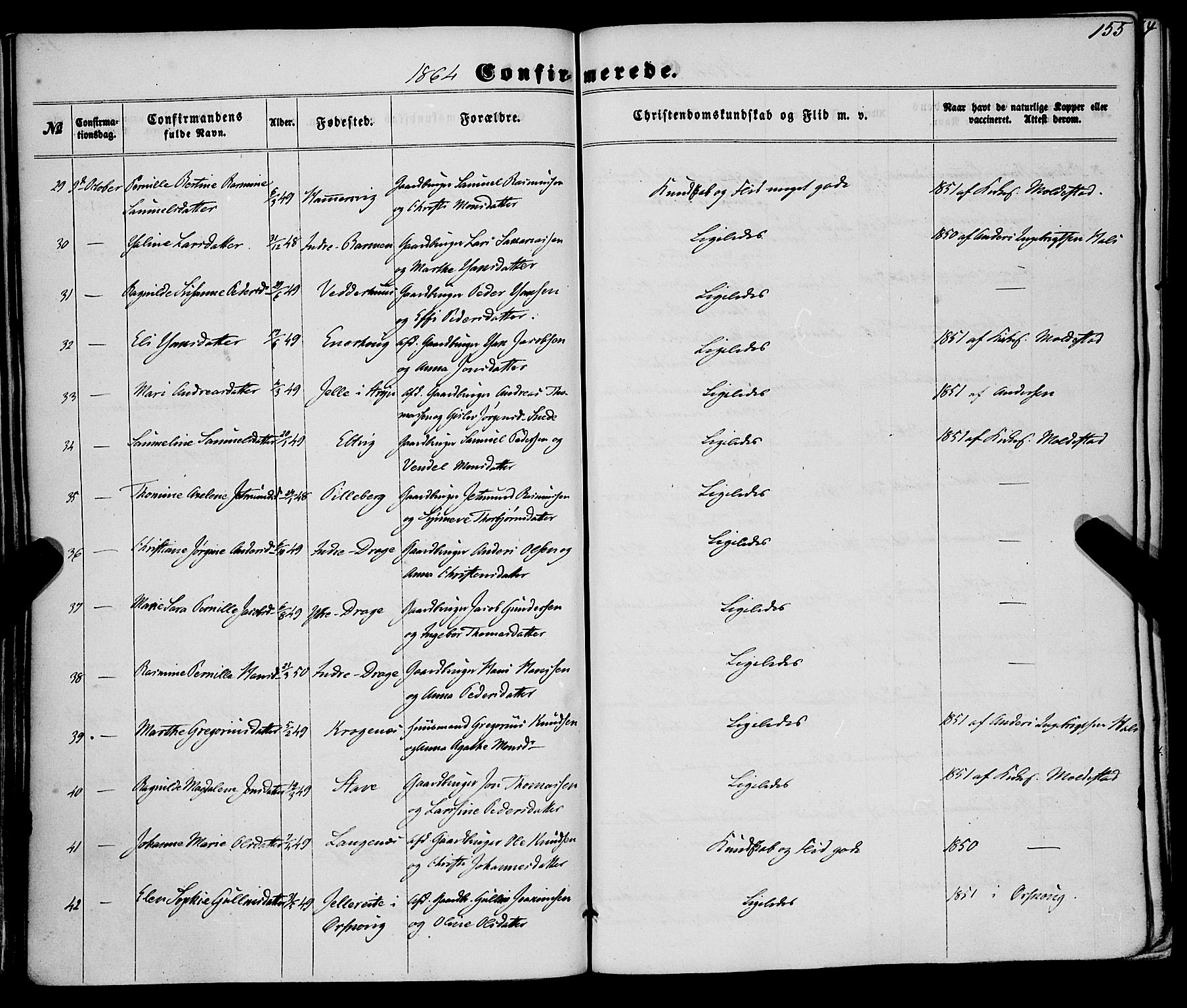 Selje sokneprestembete, AV/SAB-A-99938/H/Ha/Haa/Haaa: Parish register (official) no. A 11, 1858-1870, p. 155