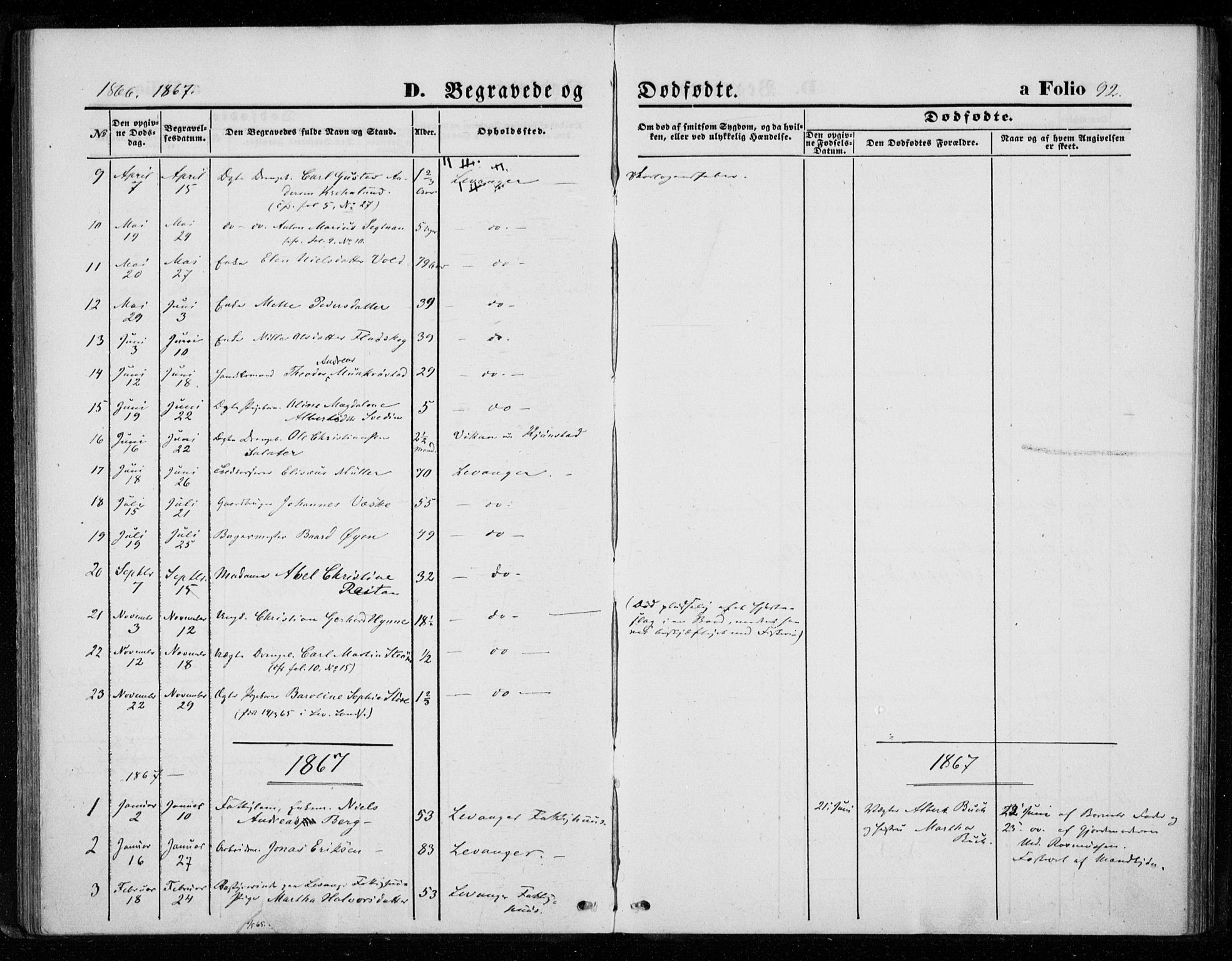 Ministerialprotokoller, klokkerbøker og fødselsregistre - Nord-Trøndelag, AV/SAT-A-1458/720/L0186: Parish register (official) no. 720A03, 1864-1874, p. 92