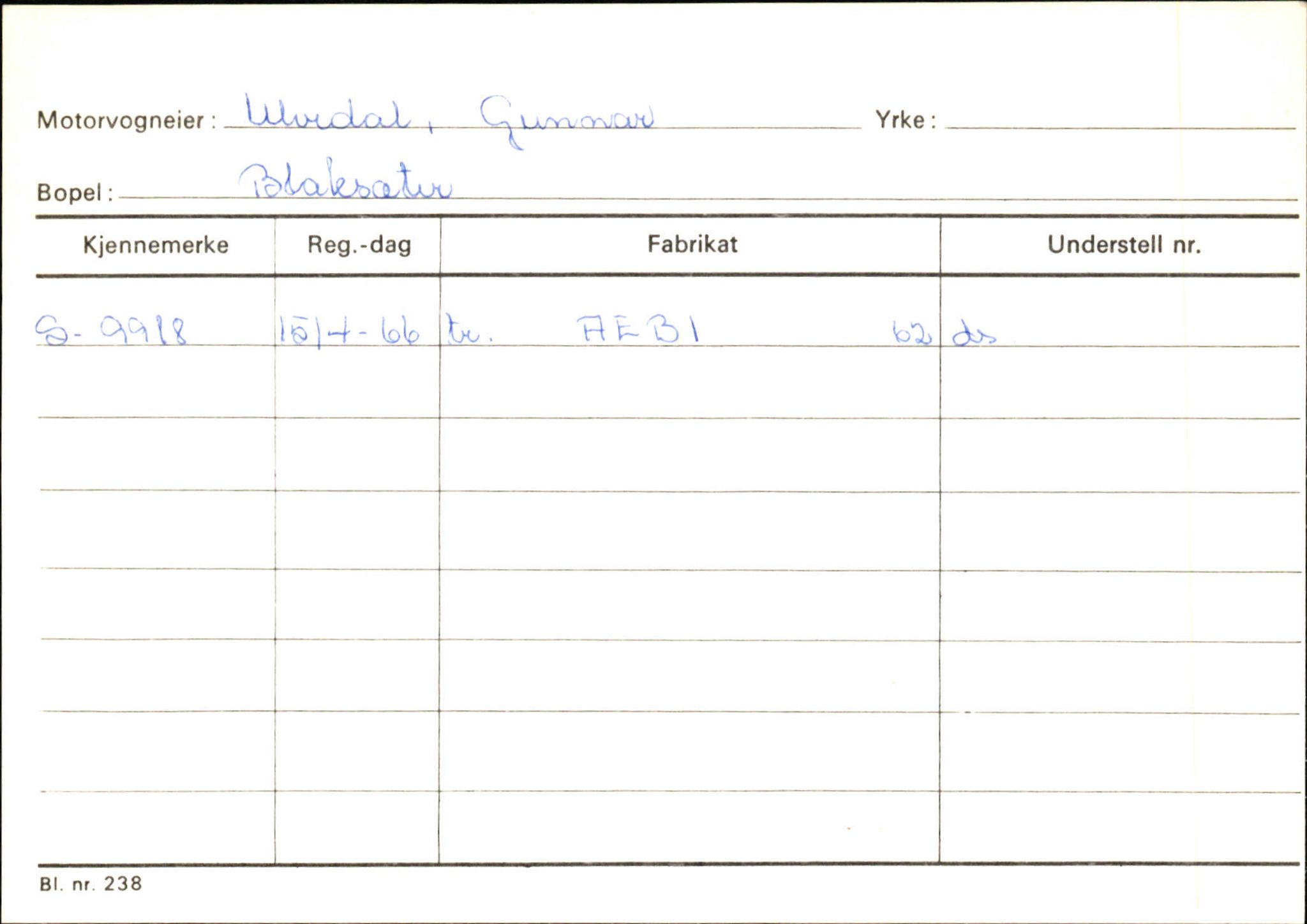 Statens vegvesen, Sogn og Fjordane vegkontor, AV/SAB-A-5301/4/F/L0131: Eigarregister Høyanger P-Å. Stryn S-Å, 1945-1975, p. 2058