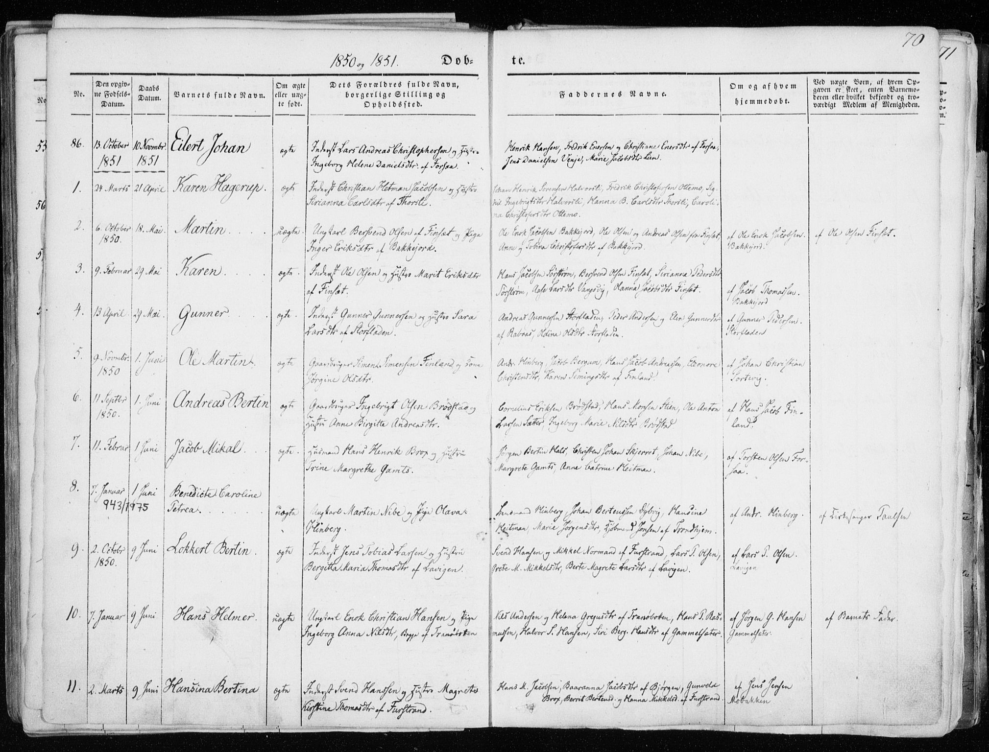 Tranøy sokneprestkontor, SATØ/S-1313/I/Ia/Iaa/L0006kirke: Parish register (official) no. 6, 1844-1855, p. 70
