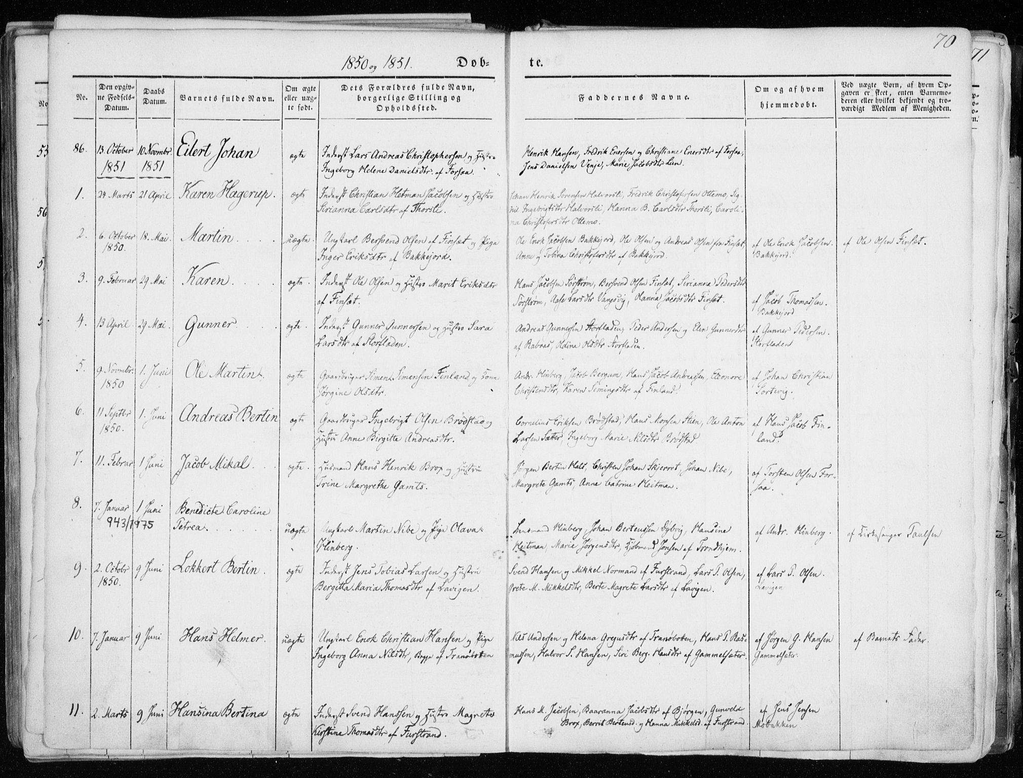 Tranøy sokneprestkontor, AV/SATØ-S-1313/I/Ia/Iaa/L0006kirke: Parish register (official) no. 6, 1844-1855, p. 70