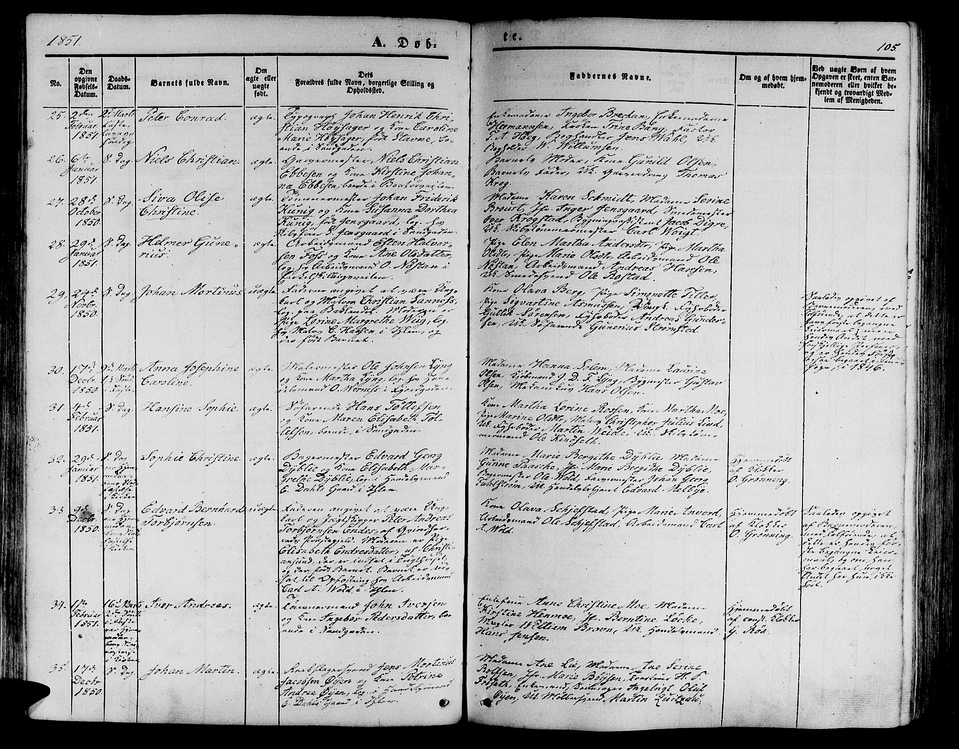 Ministerialprotokoller, klokkerbøker og fødselsregistre - Sør-Trøndelag, AV/SAT-A-1456/602/L0137: Parish register (copy) no. 602C05, 1846-1856, p. 105