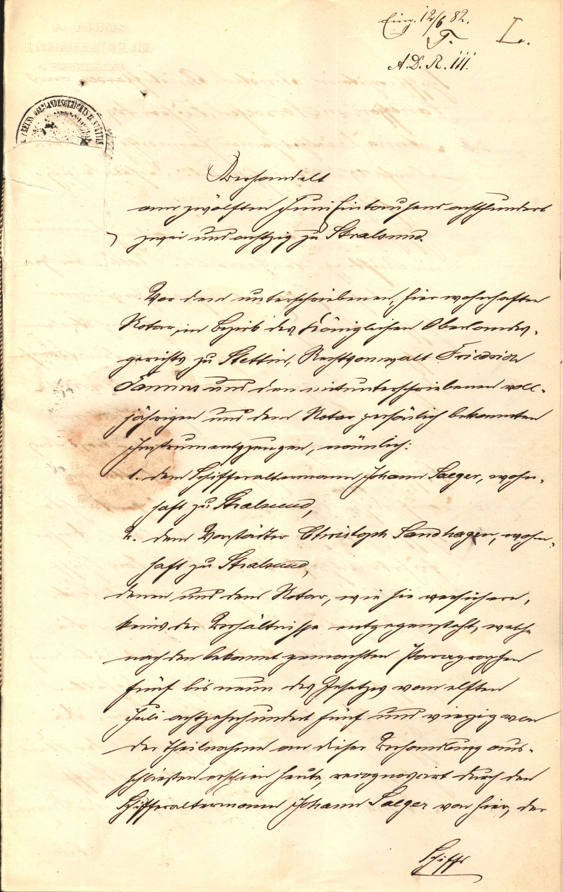 Pa 63 - Østlandske skibsassuranceforening, VEMU/A-1079/G/Ga/L0014/0012: Havaridokumenter / Sophie, Andover, Alliance, Anna, 1882, p. 47