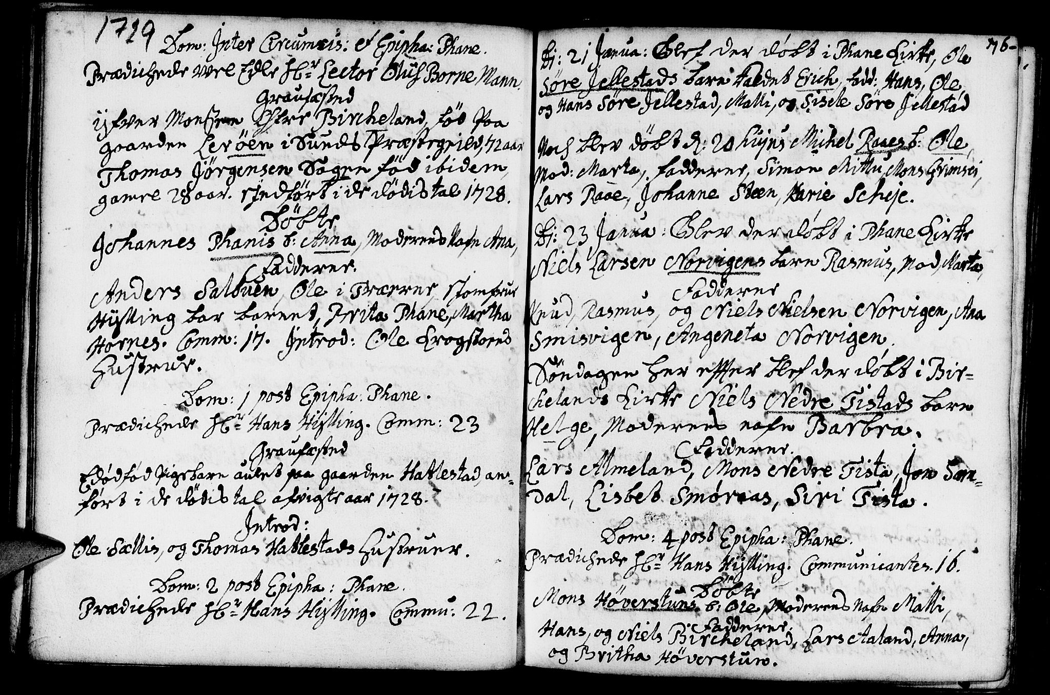 Fana Sokneprestembete, SAB/A-75101/H/Haa/Haaa/L0002: Parish register (official) no. A 2, 1719-1735, p. 76